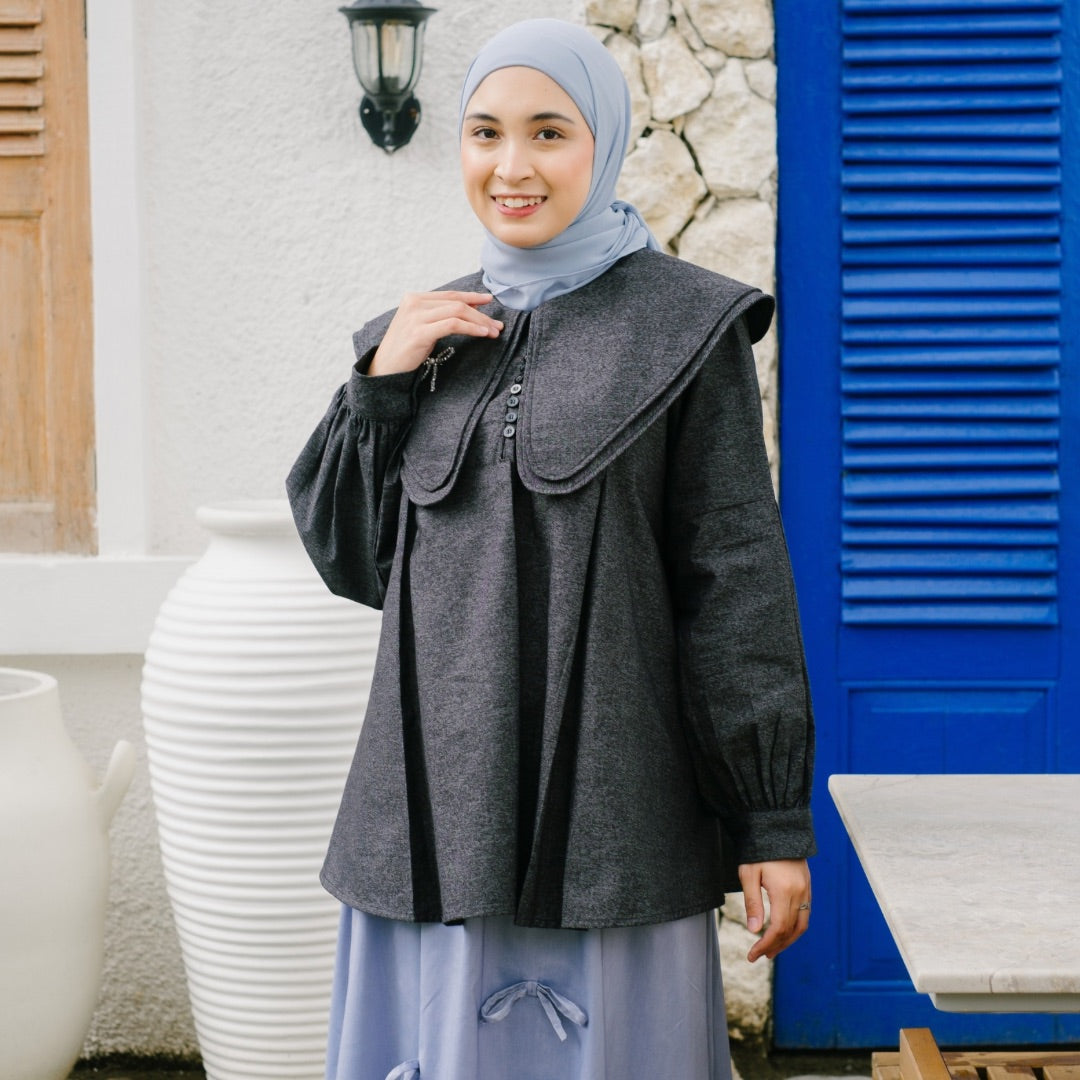 Eclemix Top Numa | Atasan Wanita Blouse Kerah Tumpuk