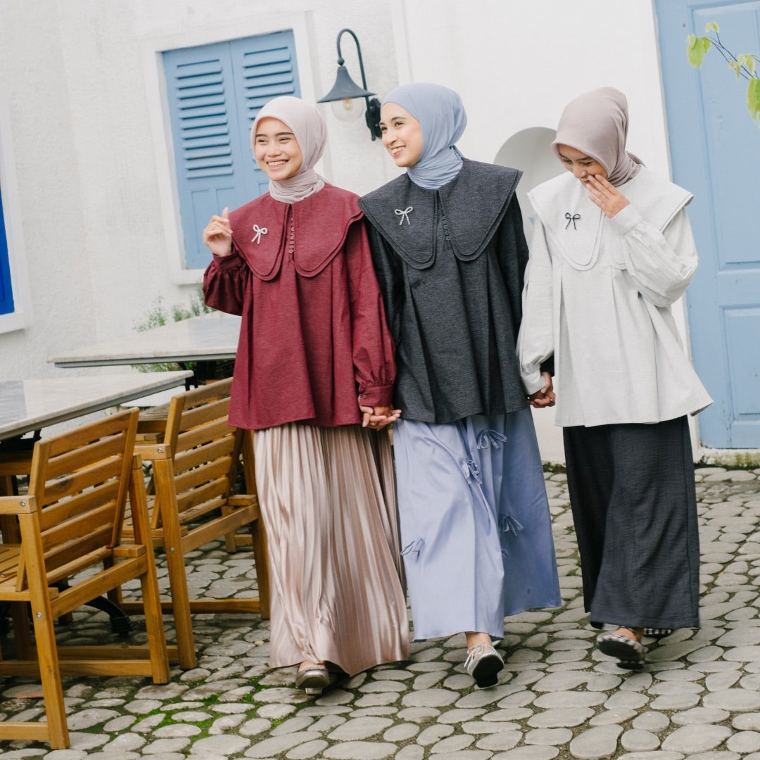 Eclemix Top Numa | Atasan Wanita Blouse Kerah Tumpuk