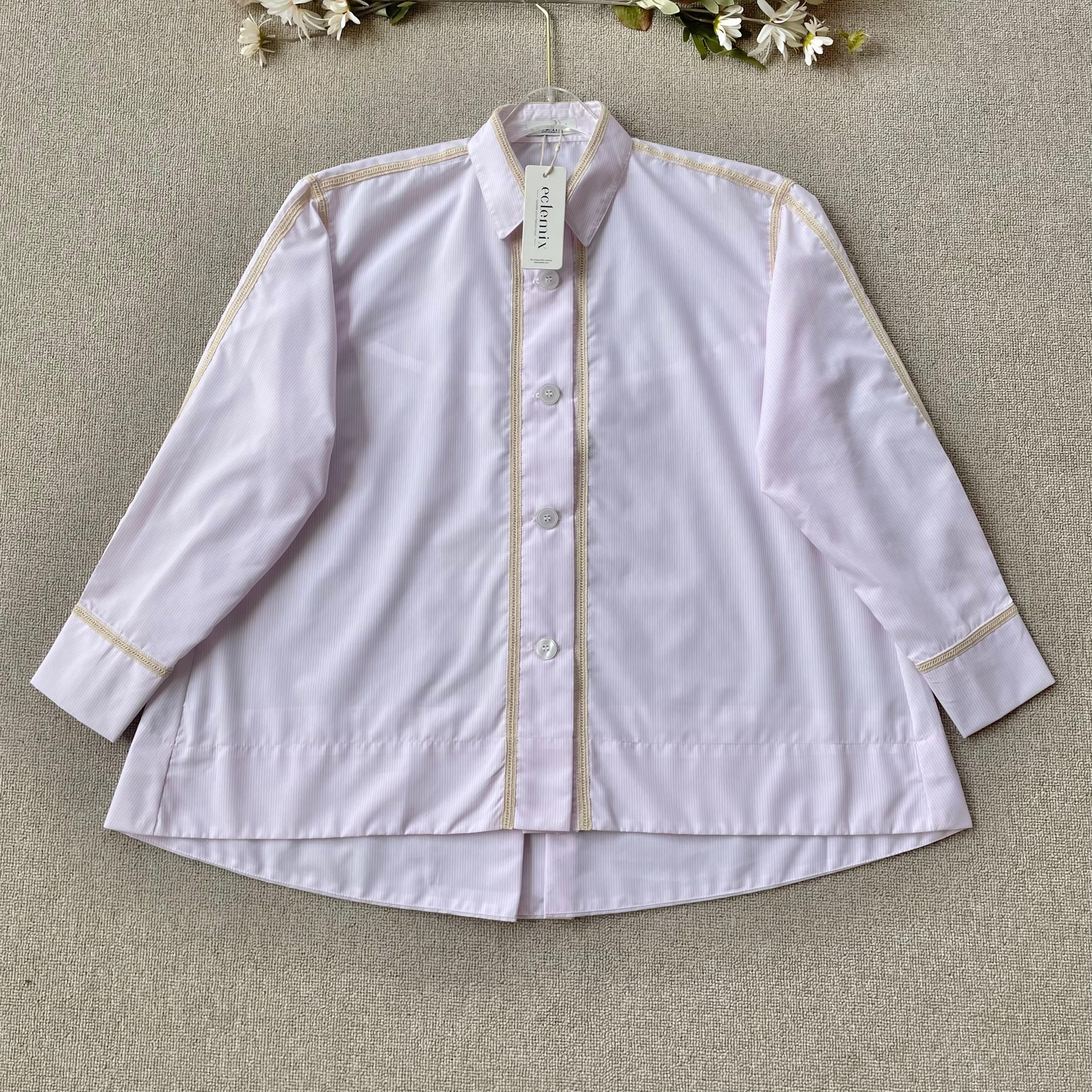 Eclemix Top Sima |Atasan Wanita Kemeja Stripes Daily Loose
