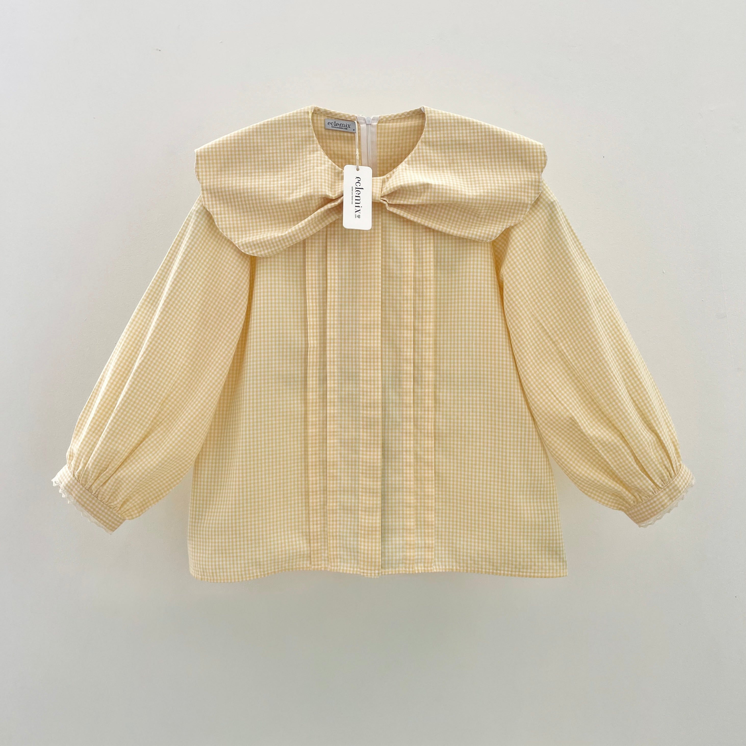 Image of Eclemix Top Yoora | Atasan Wanita Blouse Motif Gingham Kerah Peterpan