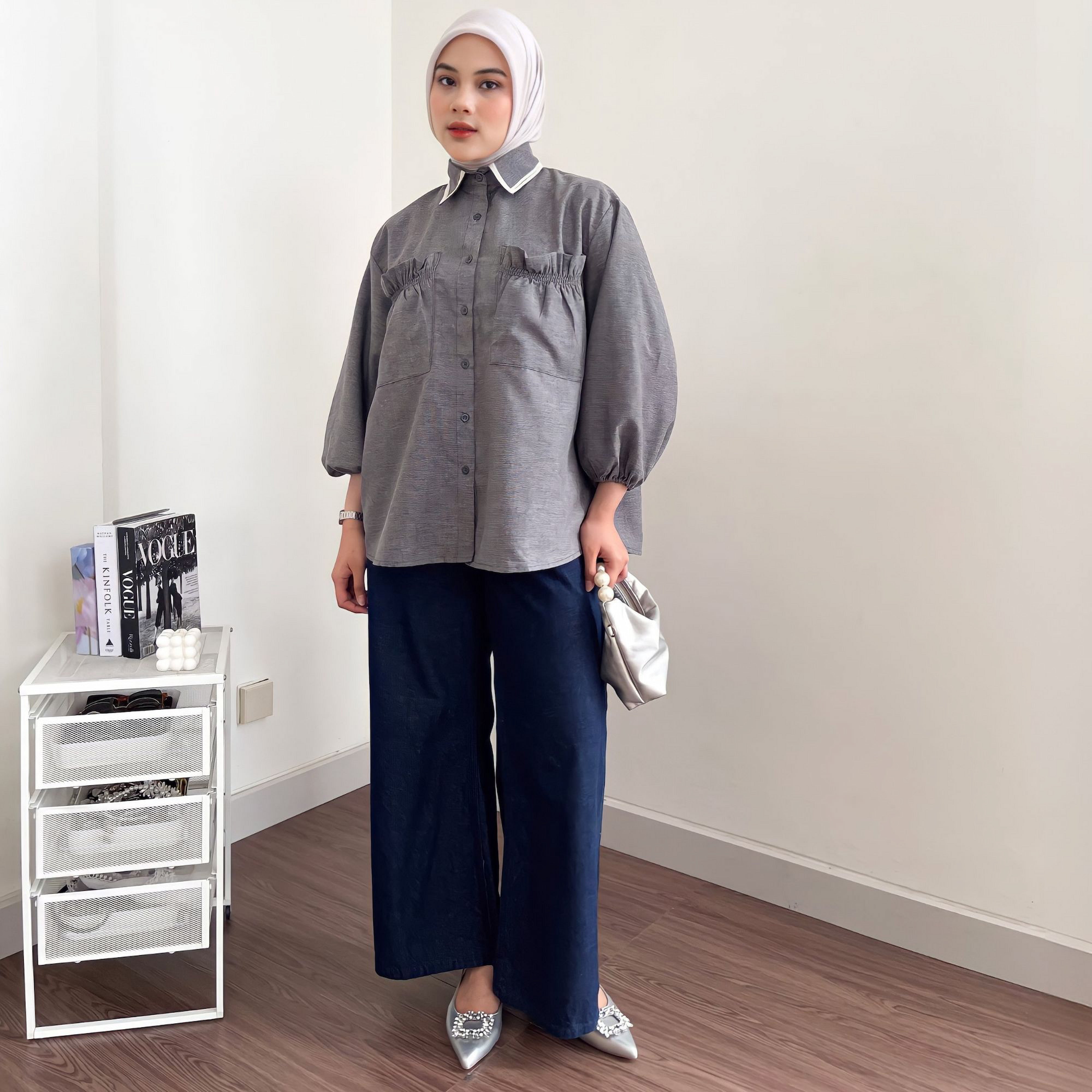 Image of Eclemix Top Yumana | Atasan Wanita Kemeja Daily Basic Saku Loose