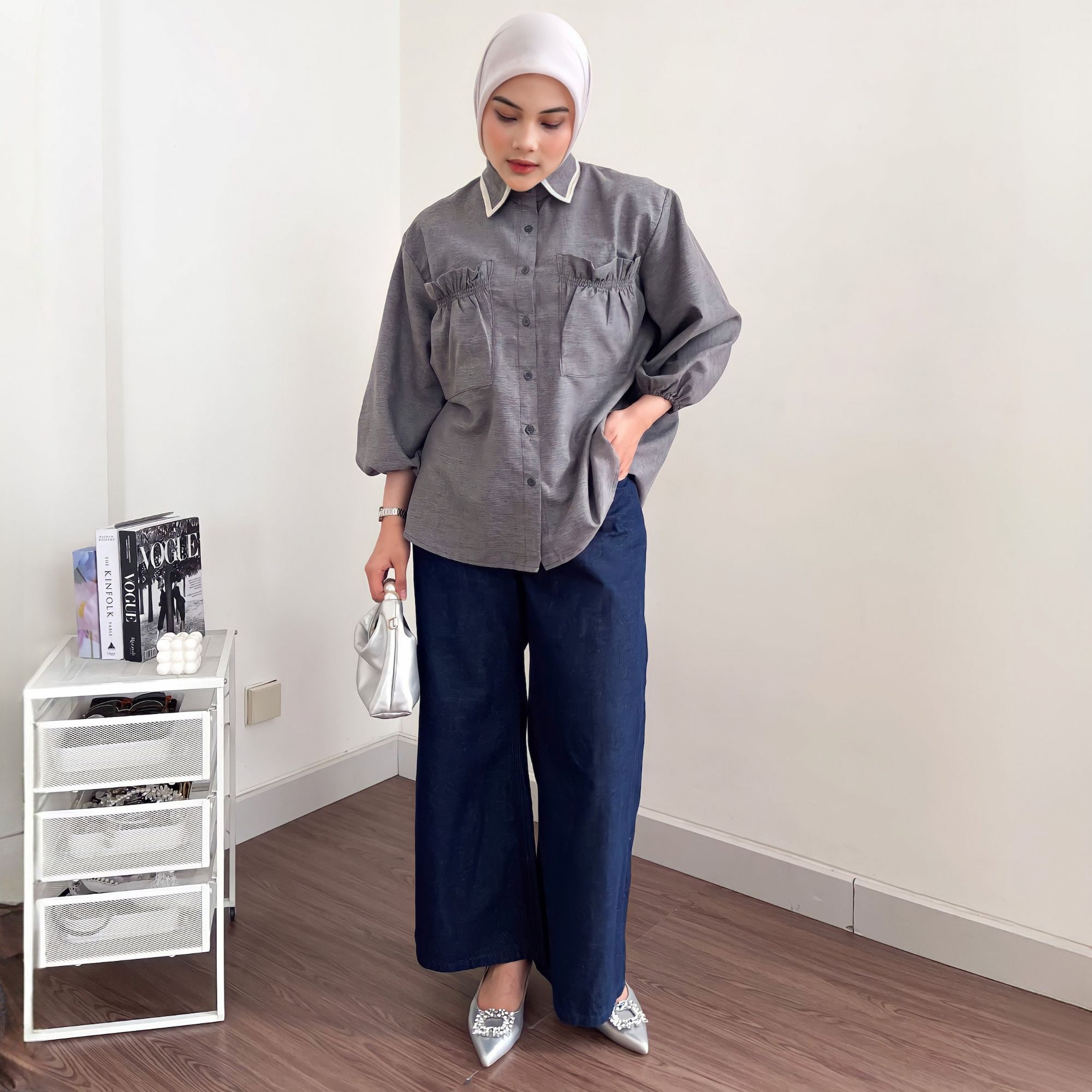 Image of Eclemix Top Yumana | Atasan Wanita Kemeja Daily Basic Saku Loose