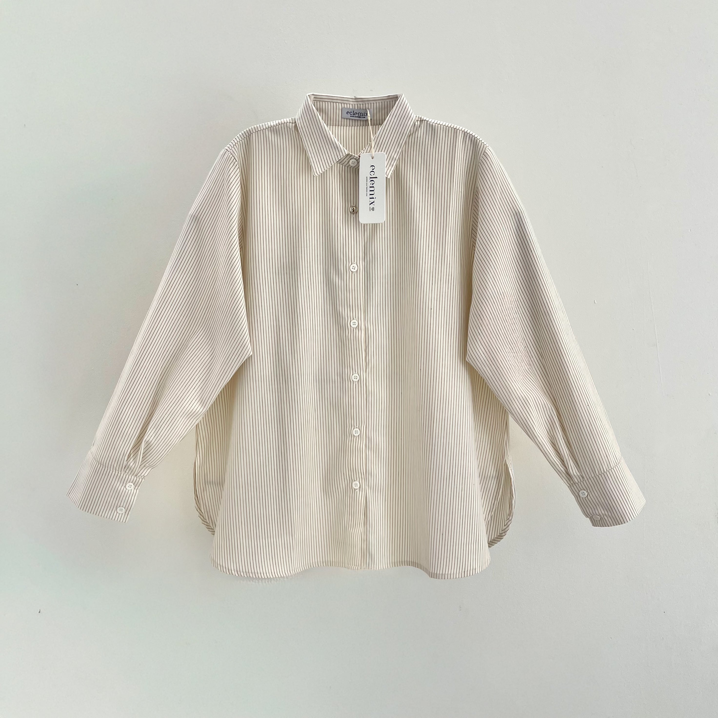 Image of Eclemix Top Airy | Atasan Kemeja Basic Stripe Salur Cotton Oxford