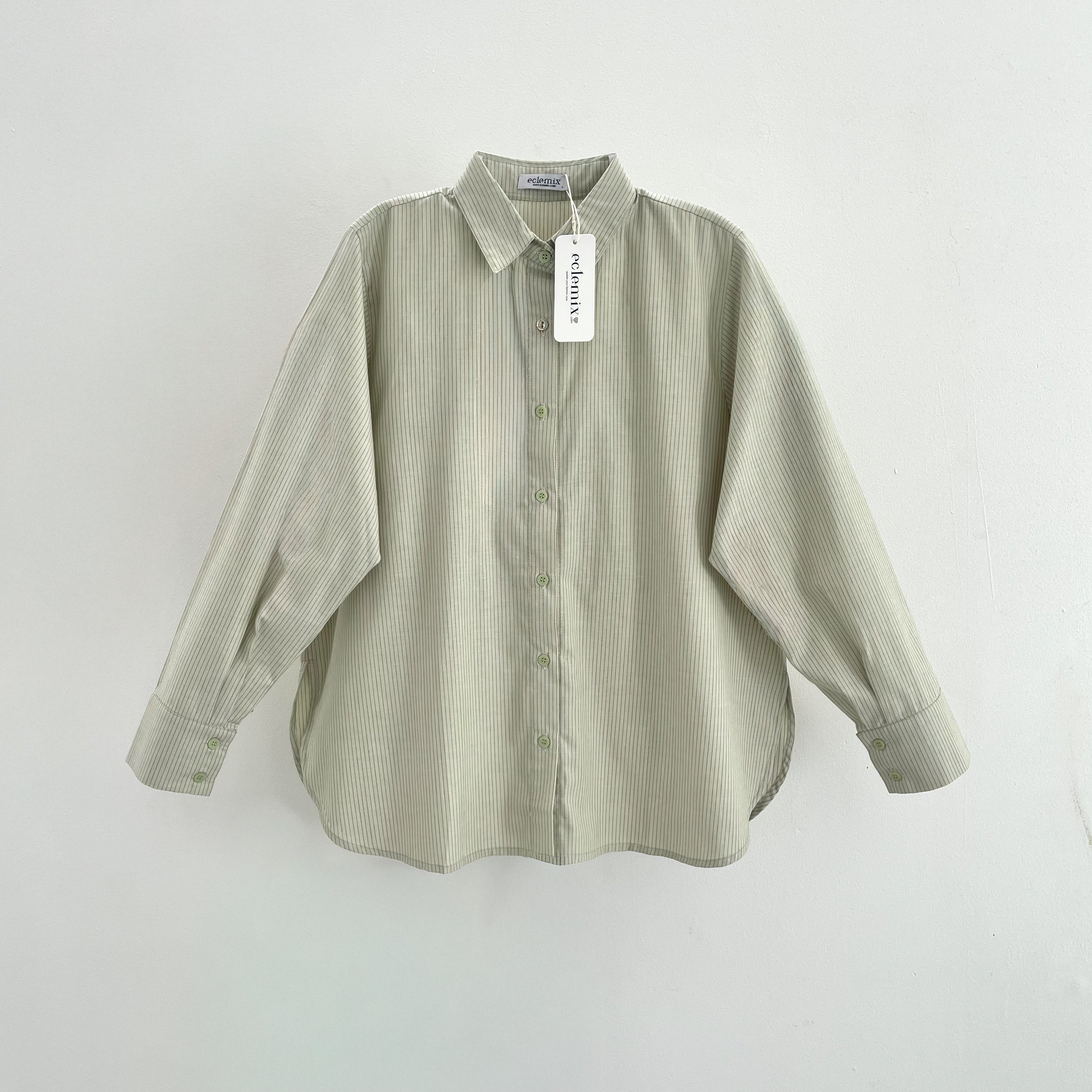 Image of Eclemix Top Airy | Atasan Kemeja Basic Stripe Salur Cotton Oxford