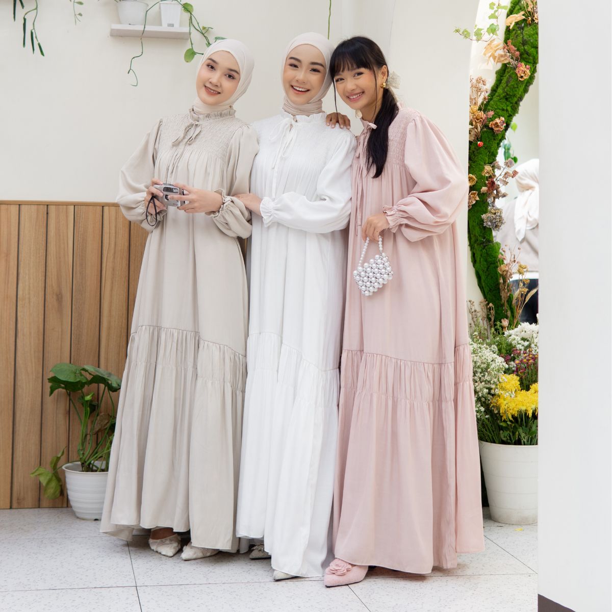 Image of Eclemix Dress Alana | Gamis Wanita Polos Kerah Tali