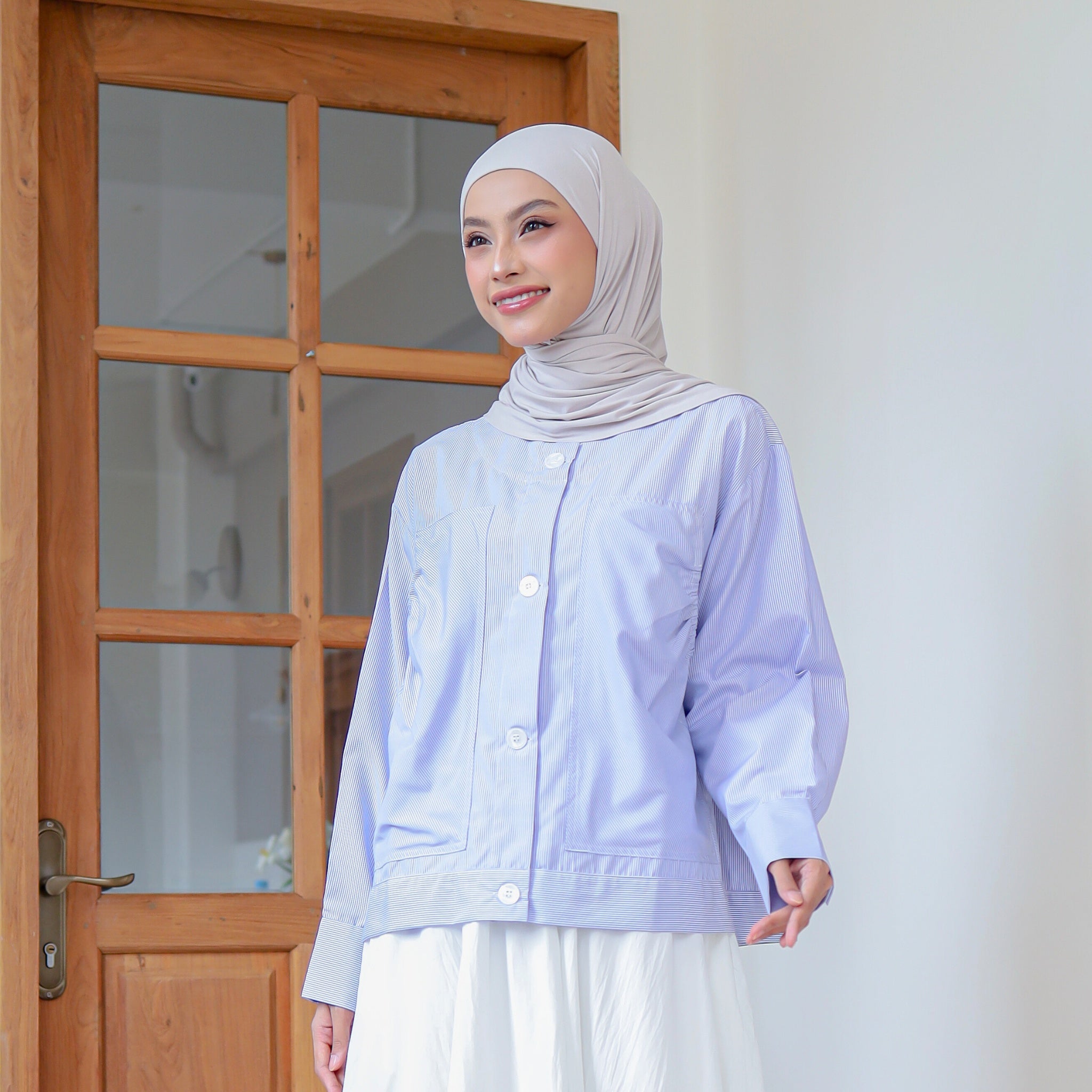 Image of Eclemix Top Alexa Skipper Shirt | Atasan Wanita Kemeja Motif Stripes Salur
