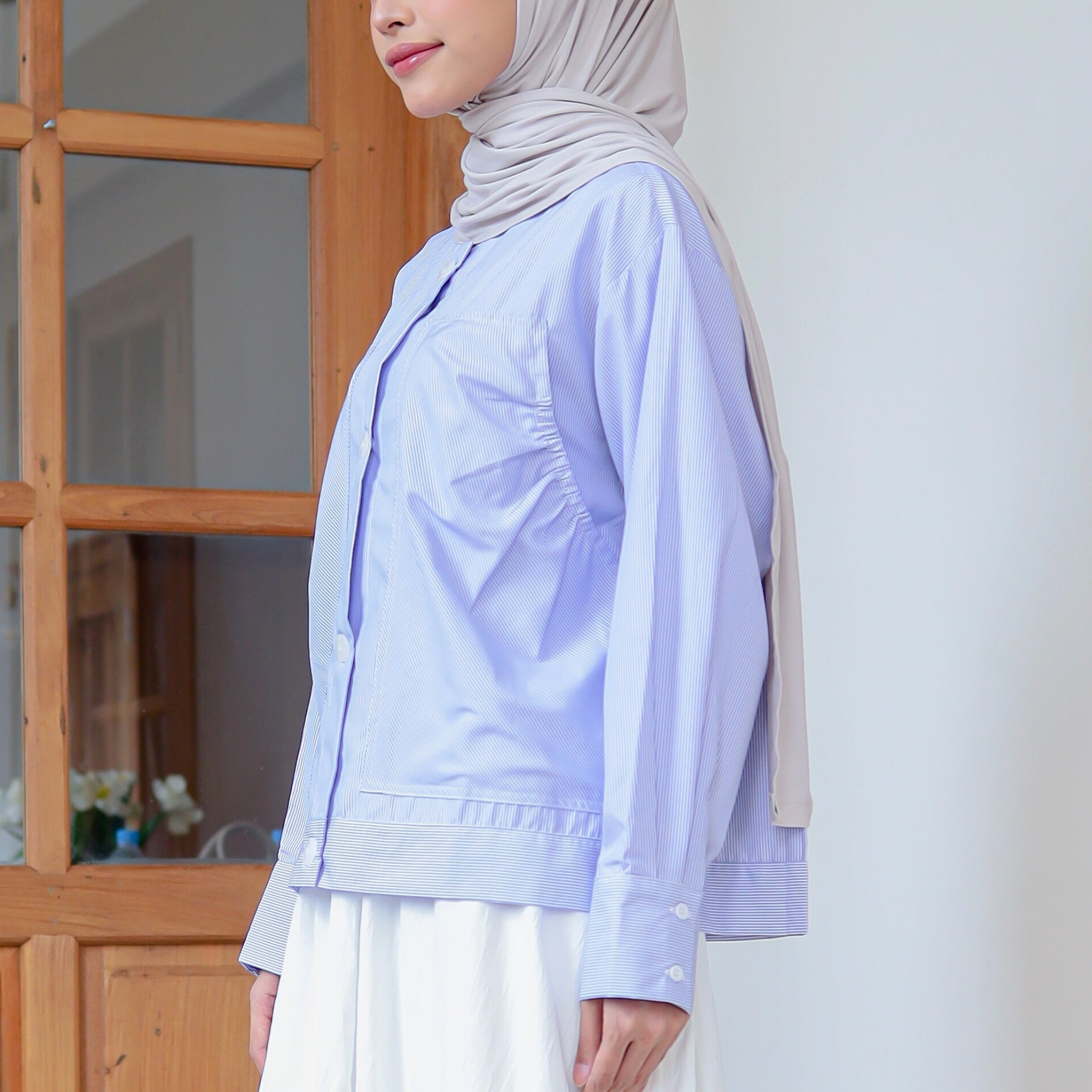 Eclemix Top Alexa Skipper Shirt | Atasan Wanita Kemeja Motif Stripes Salur