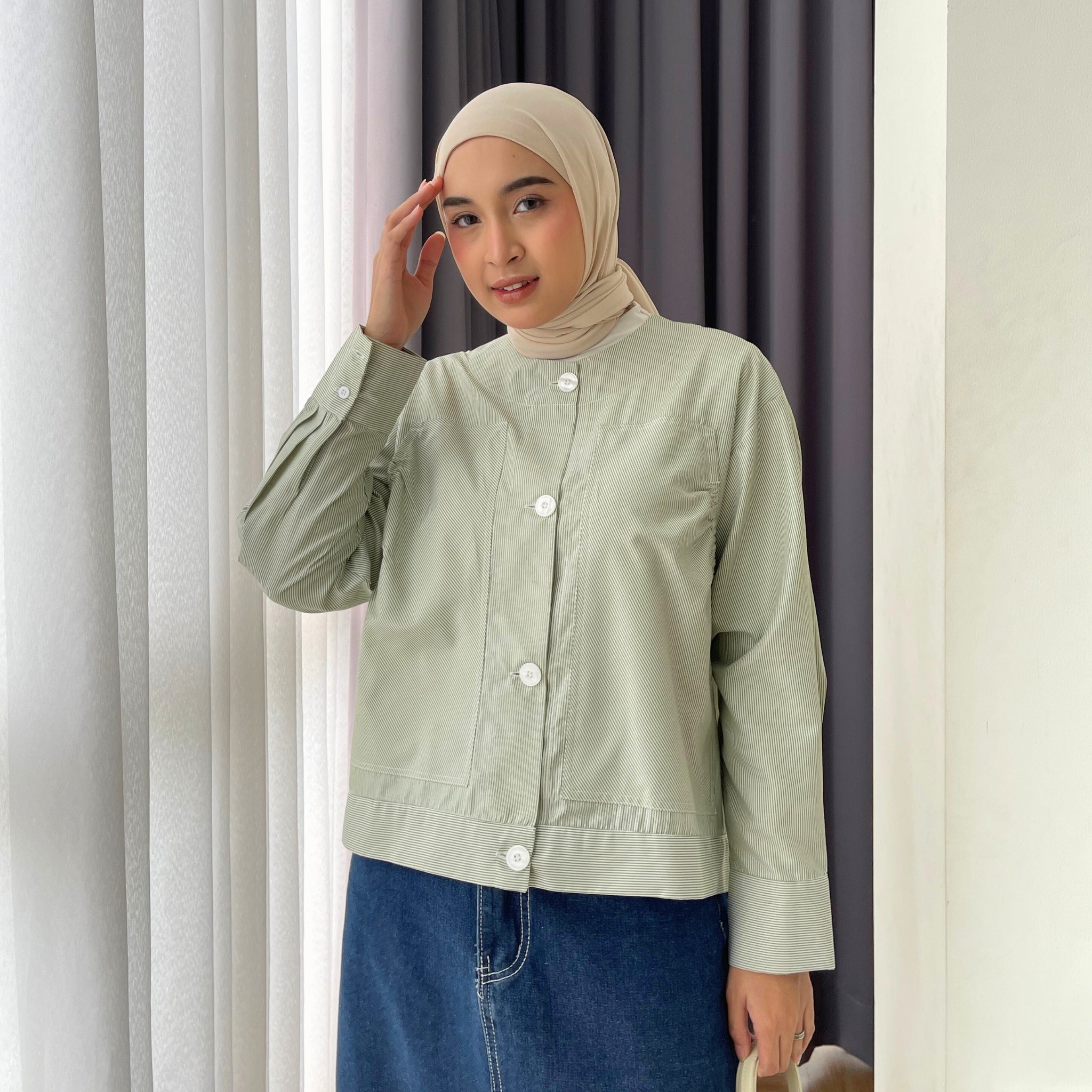 Eclemix Top Alexa Skipper Shirt | Atasan Wanita Kemeja Motif Stripes Salur
