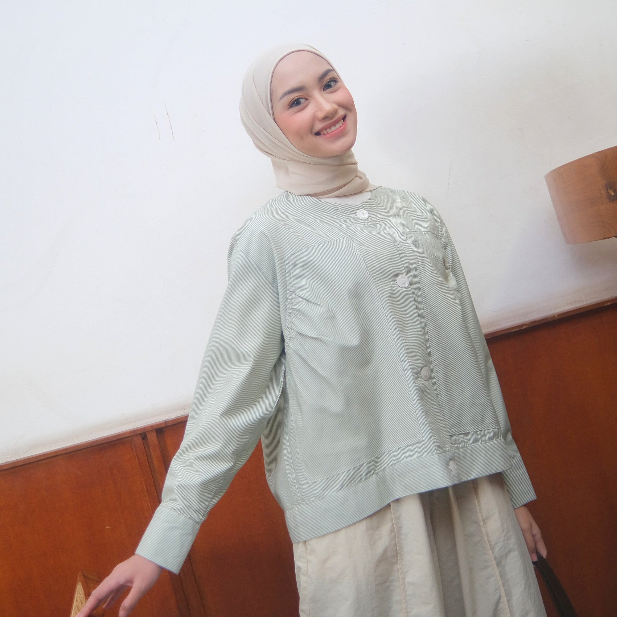 Eclemix Top Alexa Skipper Shirt | Atasan Wanita Kemeja Motif Stripes Salur