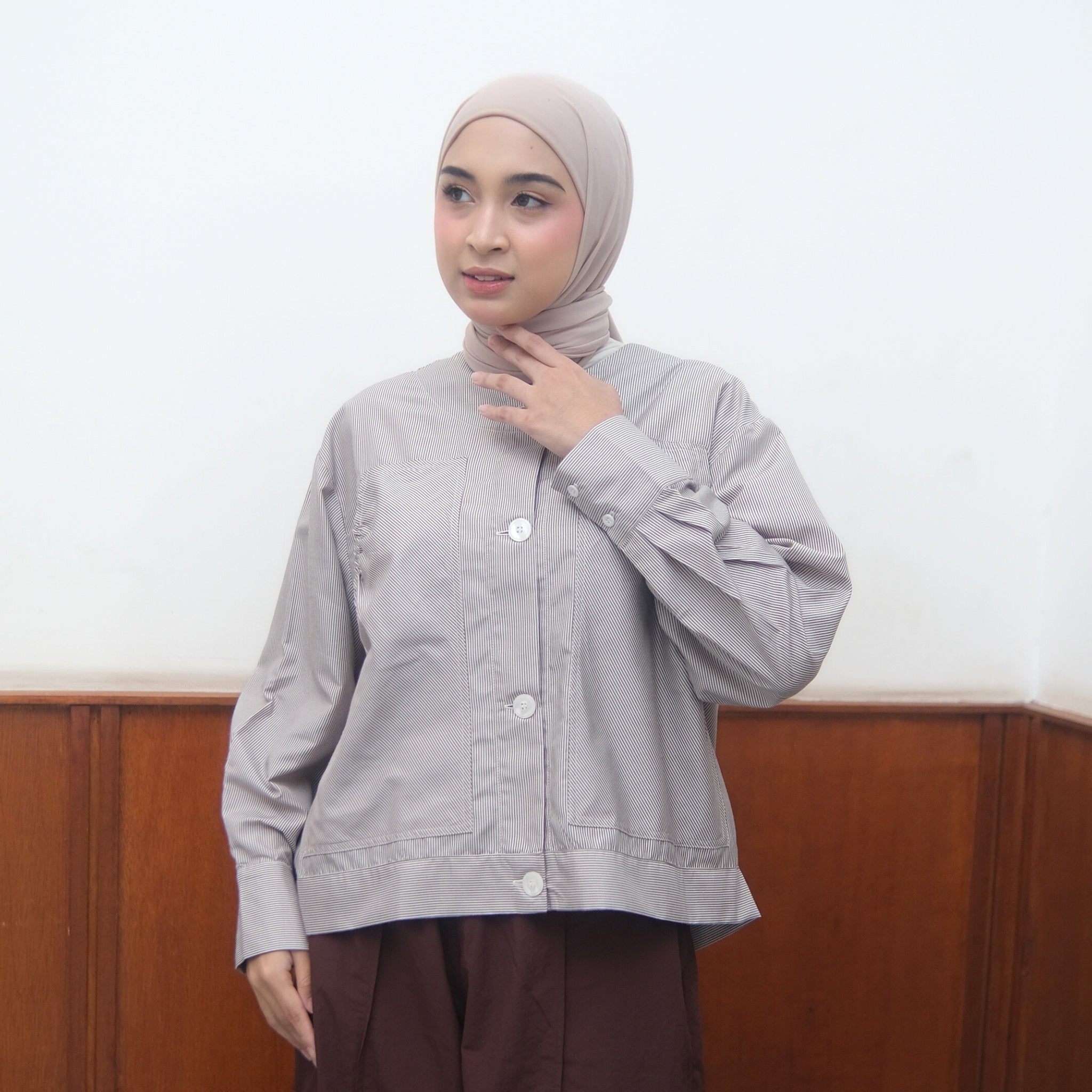 Eclemix Top Alexa Skipper Shirt | Atasan Wanita Kemeja Motif Stripes Salur