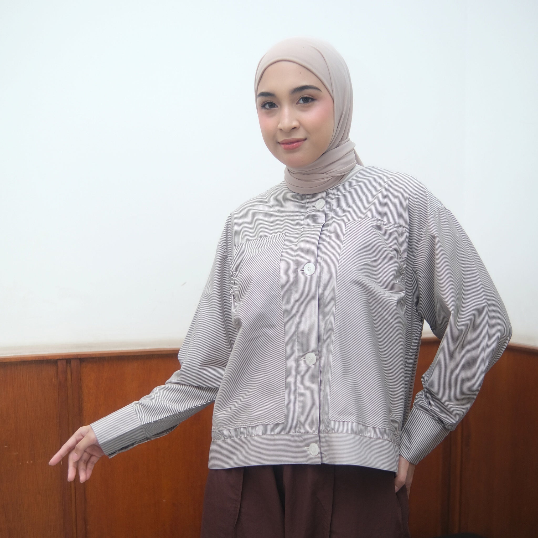 Image of Eclemix Top Alexa Skipper Shirt | Atasan Wanita Kemeja Motif Stripes Salur