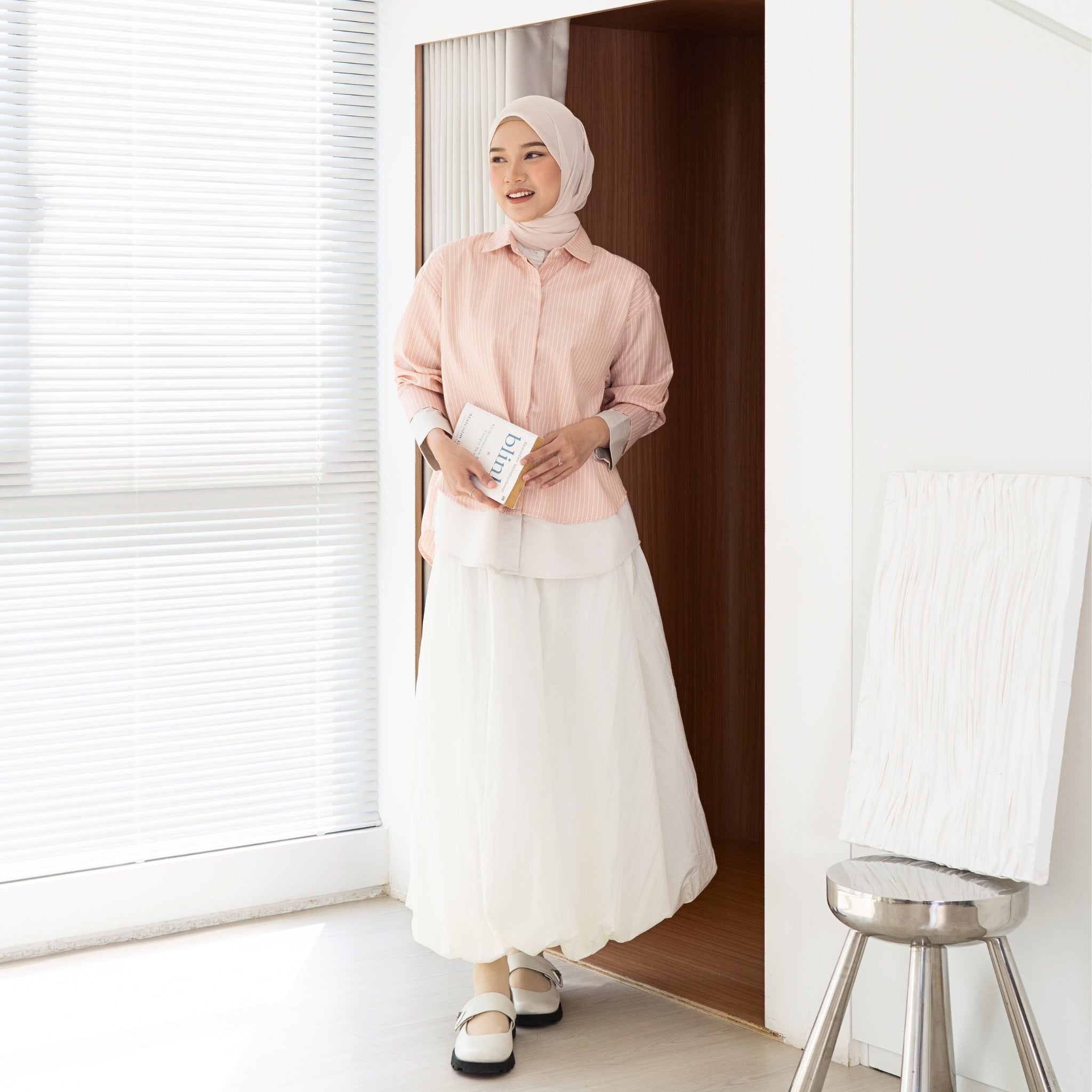 Image of Eclemix Top Ananta | Kemeja Wanita Oversized Twotone Layer Stripes