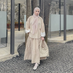 Image of Eclemix One Set Arinda | Setelan Wanita Polos | Rok Rampel Susun A-Line | Blouse Polos Mix Prada
