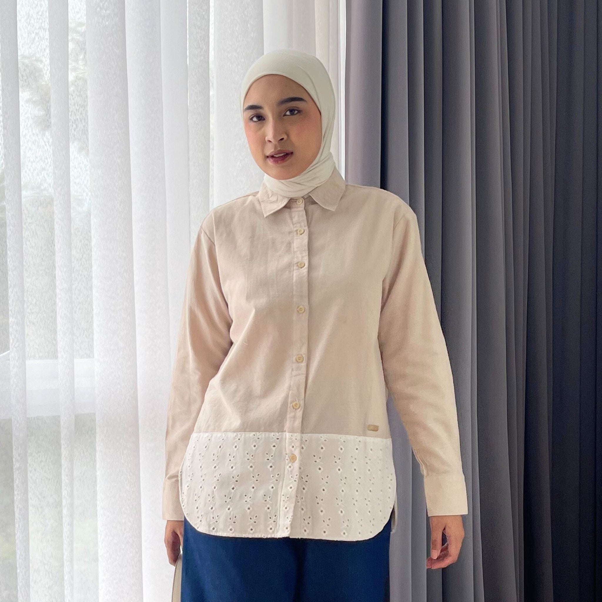 Image of Eclemix Top Carmen | Atasan Wanita Kemeja Kancing Shirt Polos