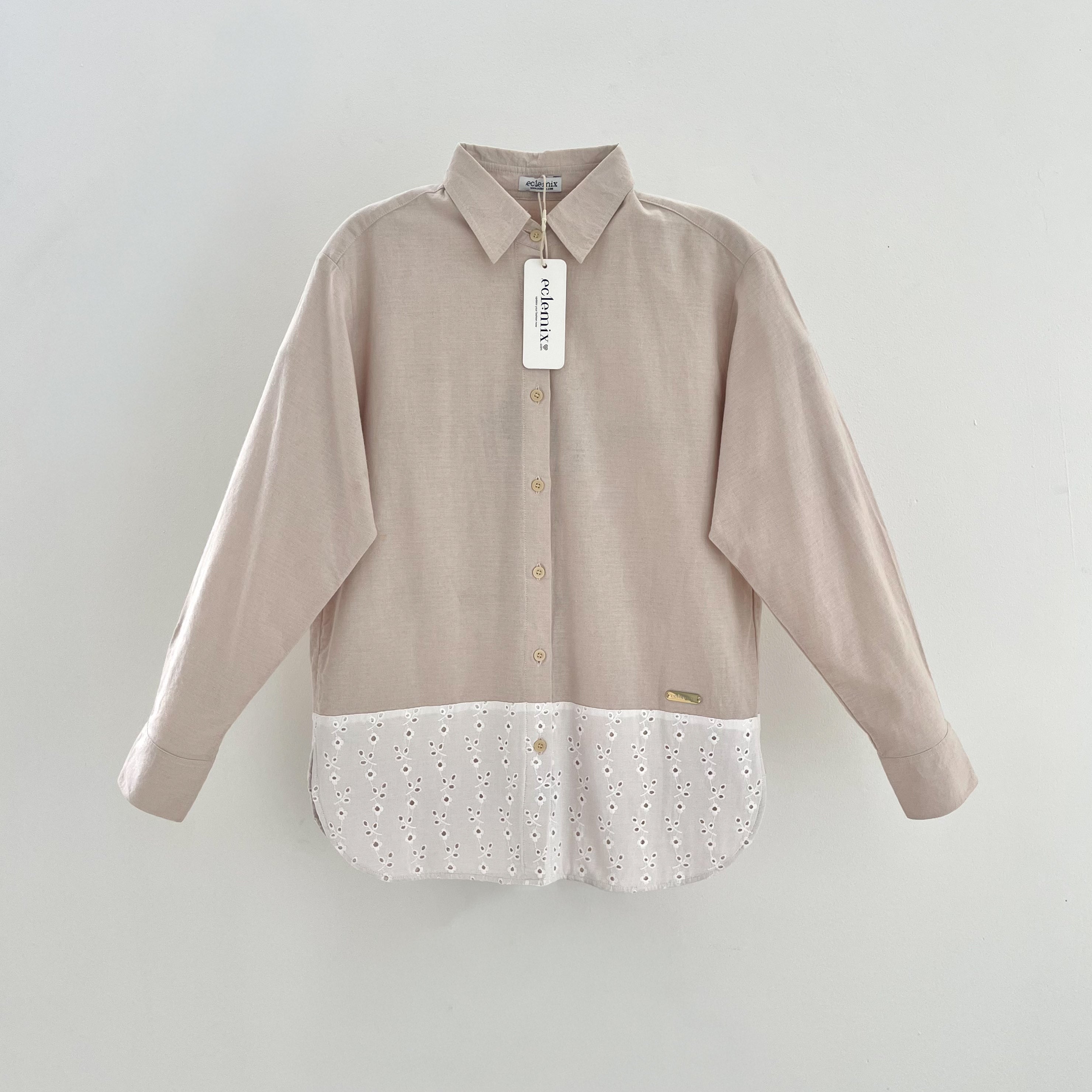 Image of Eclemix Top Carmen | Atasan Wanita Kemeja Kancing Shirt Polos