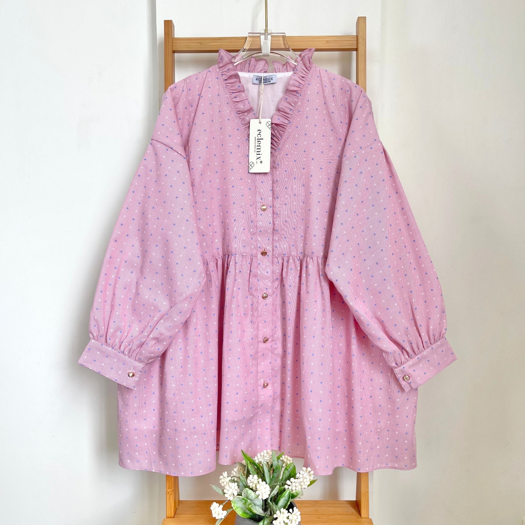 Eclemix Top Elara | Atasan Wanita Blouse Polos Kerah Frill