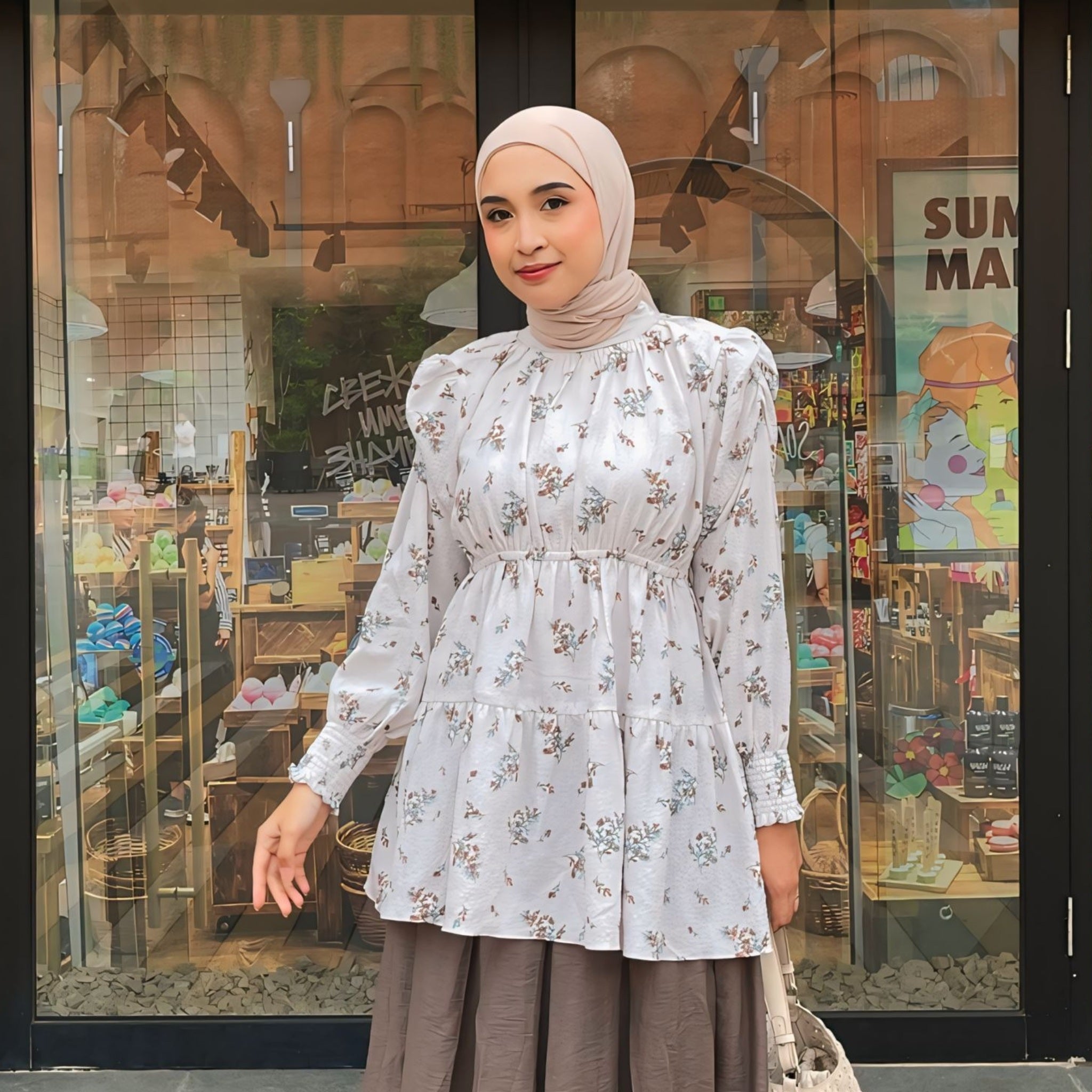 Eclemix Top Euna | Baju Wanita Vintage Motif Bunga