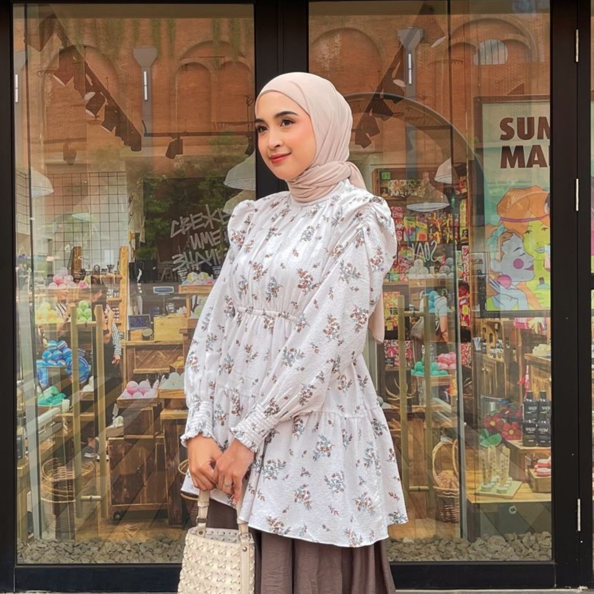Eclemix Top Euna | Baju Wanita Vintage Motif Bunga