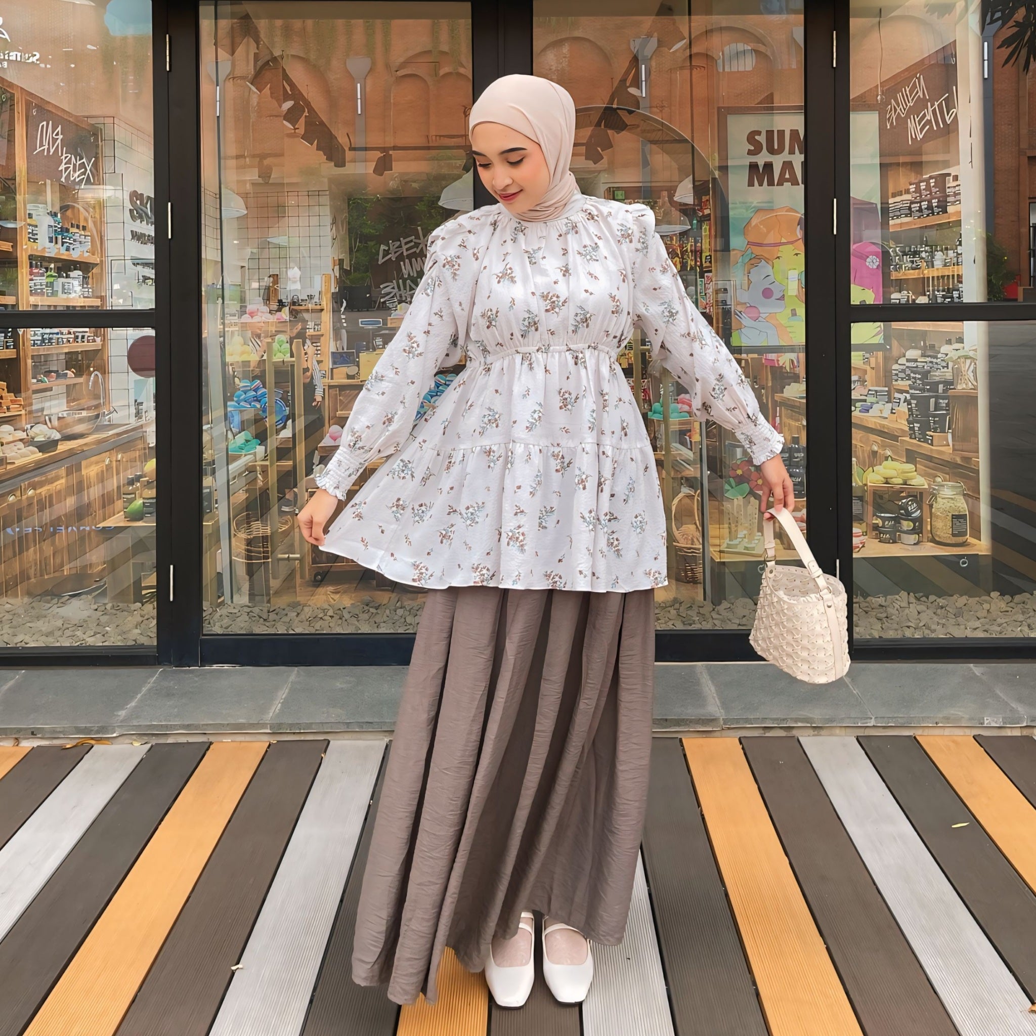 Eclemix Top Euna | Baju Wanita Vintage Motif Bunga