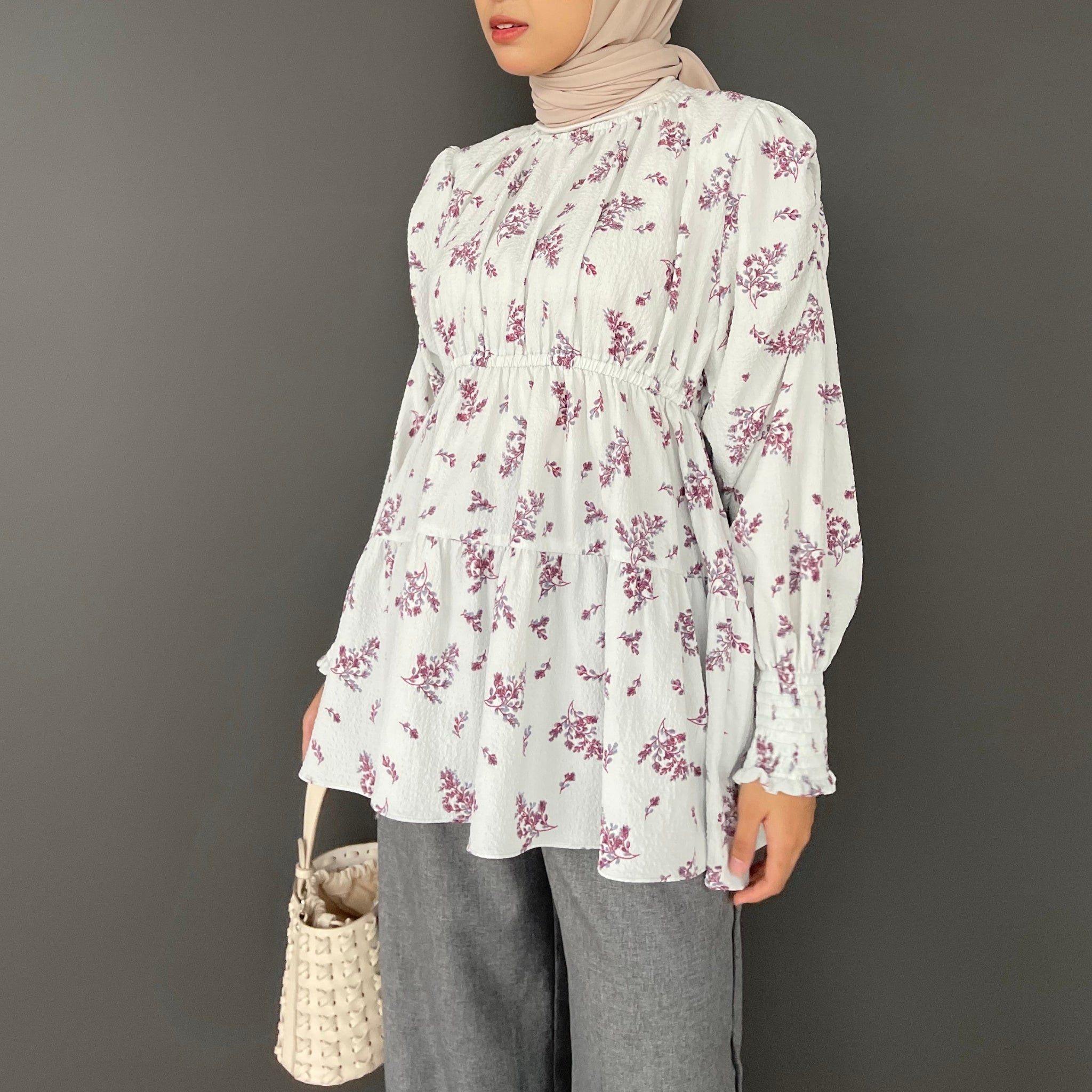Eclemix Top Euna | Baju Wanita Vintage Motif Bunga