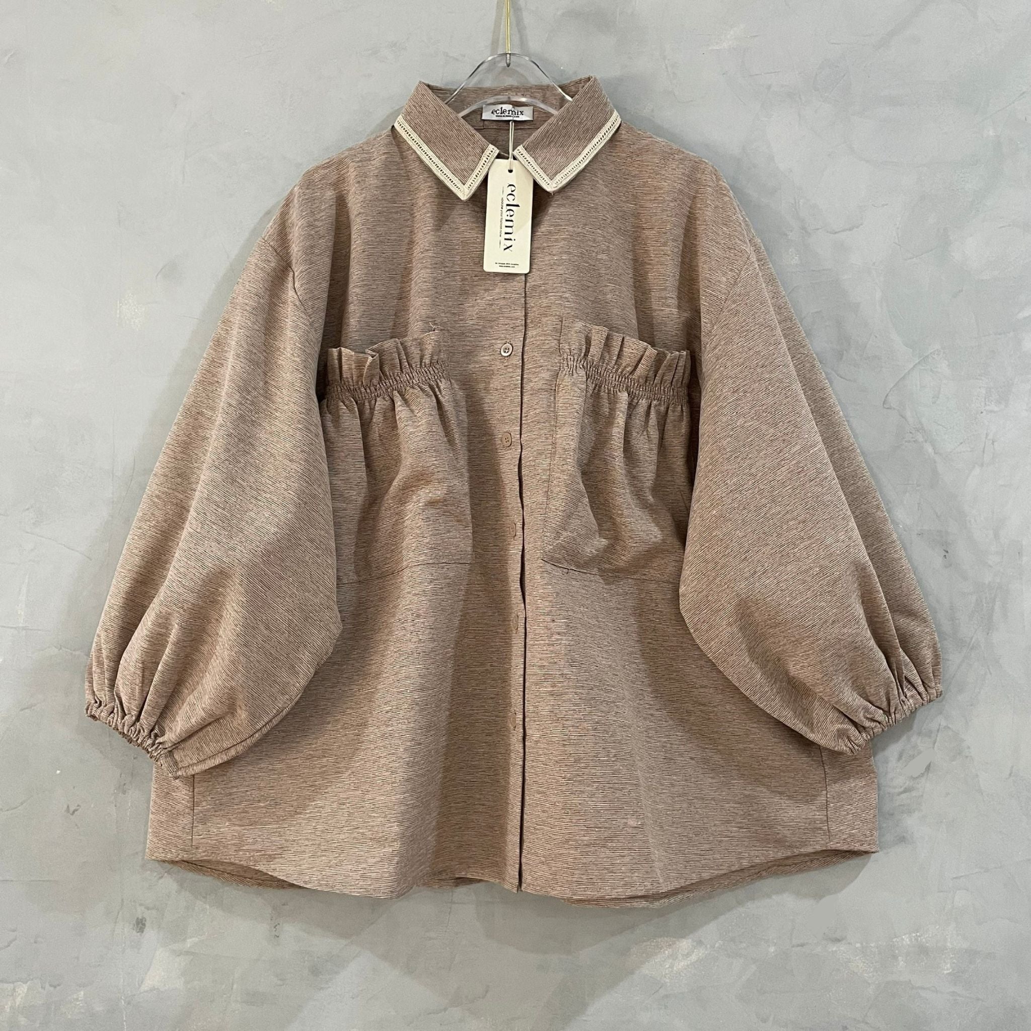 Eclemix Top Yumana | Atasan Wanita Kemeja Daily Basic Saku Loose