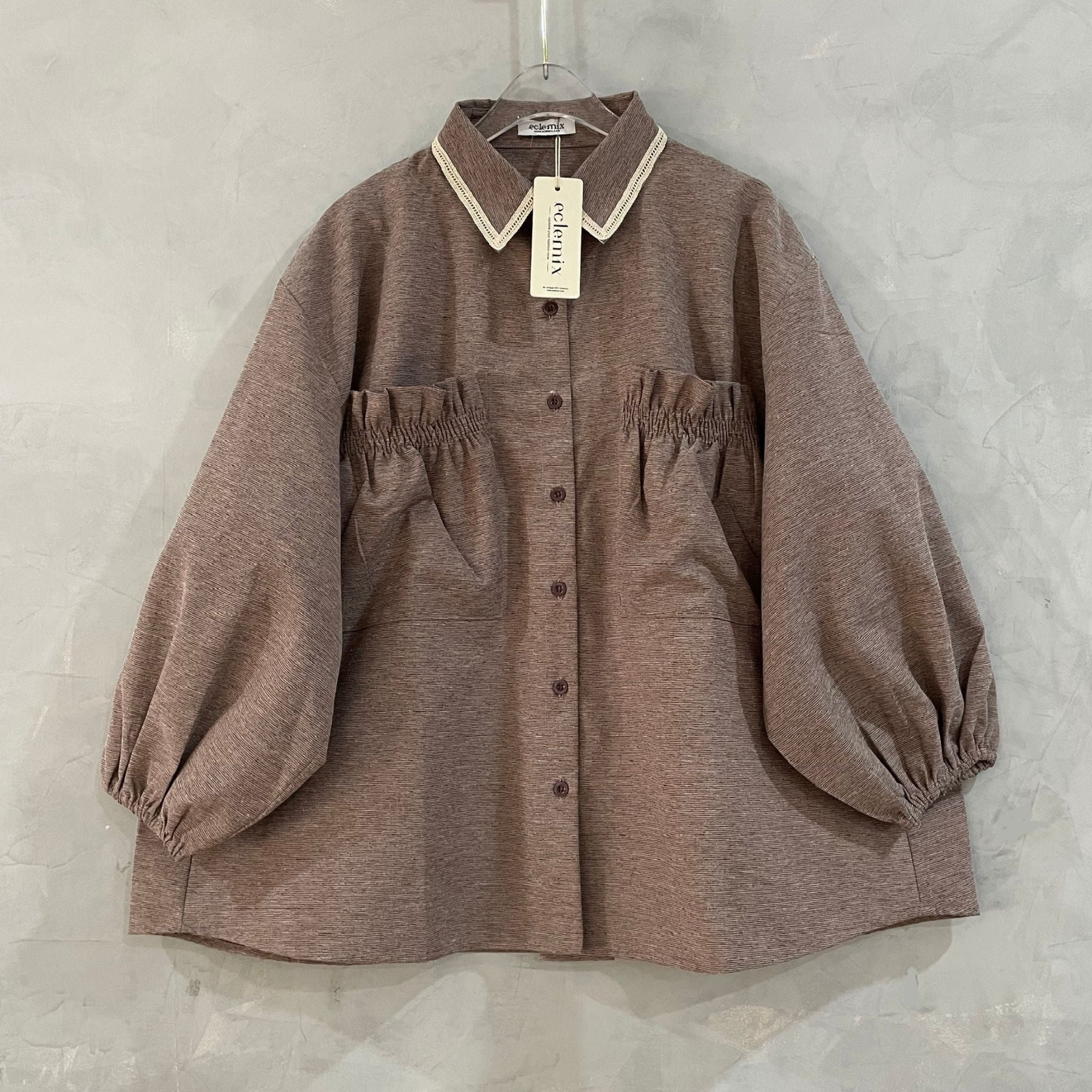 Eclemix Top Yumana | Atasan Wanita Kemeja Daily Basic Saku Loose