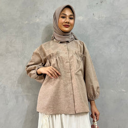 Image of Eclemix Top Yumana | Atasan Wanita Kemeja Daily Basic Saku Loose