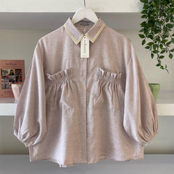 Image of Eclemix Top Yumana | Atasan Wanita Kemeja Daily Basic Saku Loose