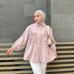 Image of Eclemix Top Yumana | Atasan Wanita Kemeja Daily Basic Saku Loose