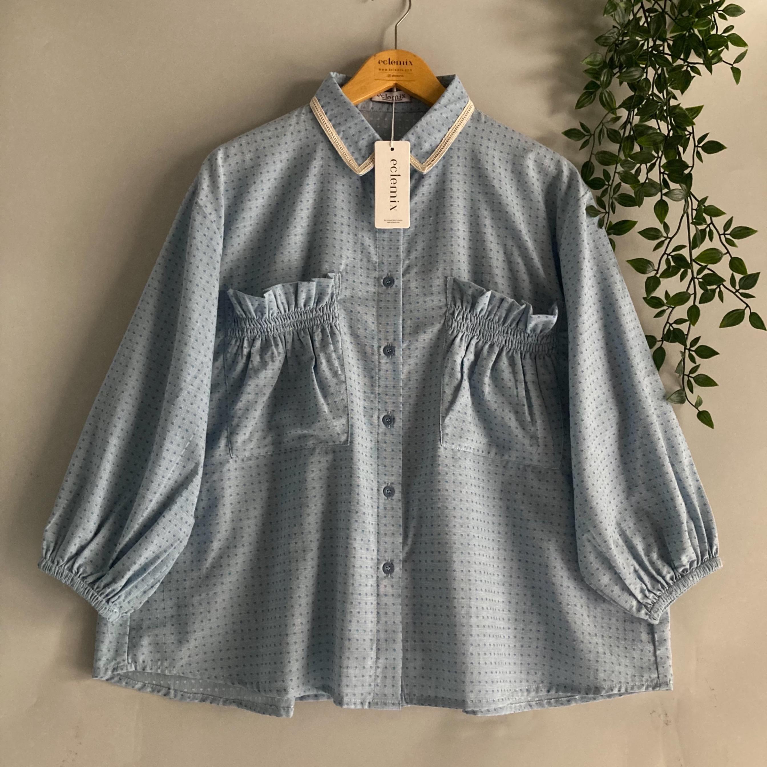 Eclemix Top Yumana | Atasan Wanita Kemeja Daily Basic Saku Loose