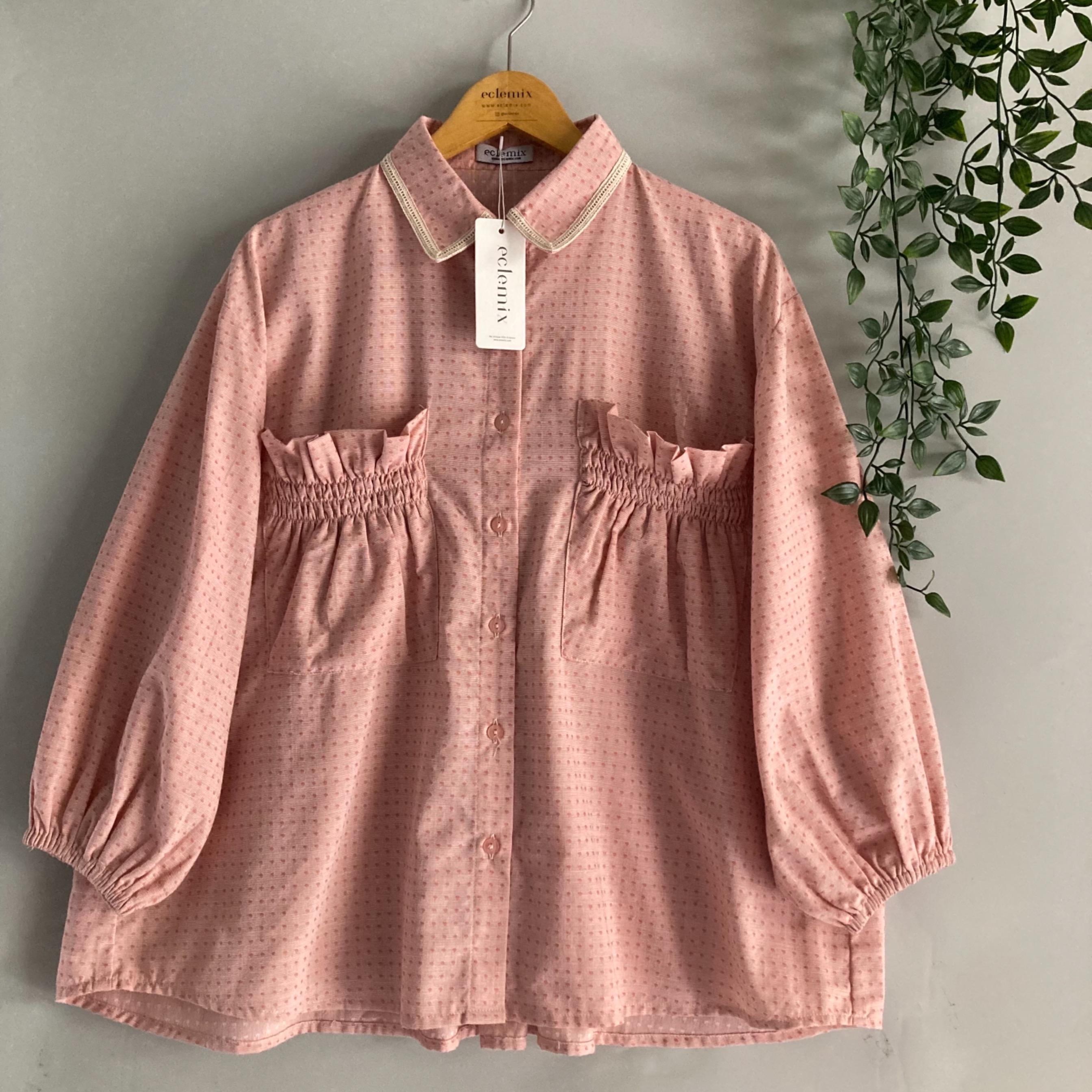 Eclemix Top Yumana | Atasan Wanita Kemeja Daily Basic Saku Loose