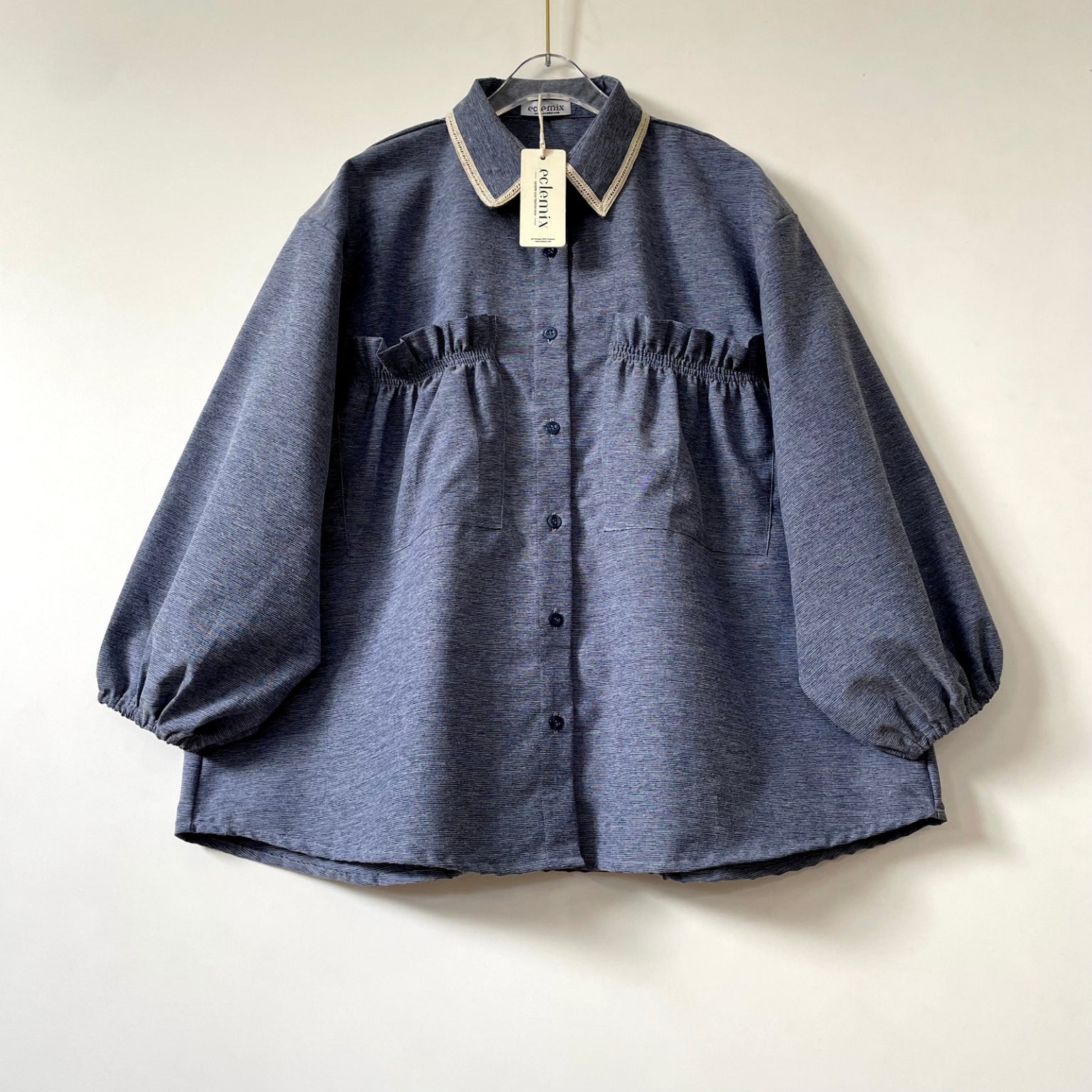 Eclemix Top Yumana | Atasan Wanita Kemeja Daily Basic Saku Loose
