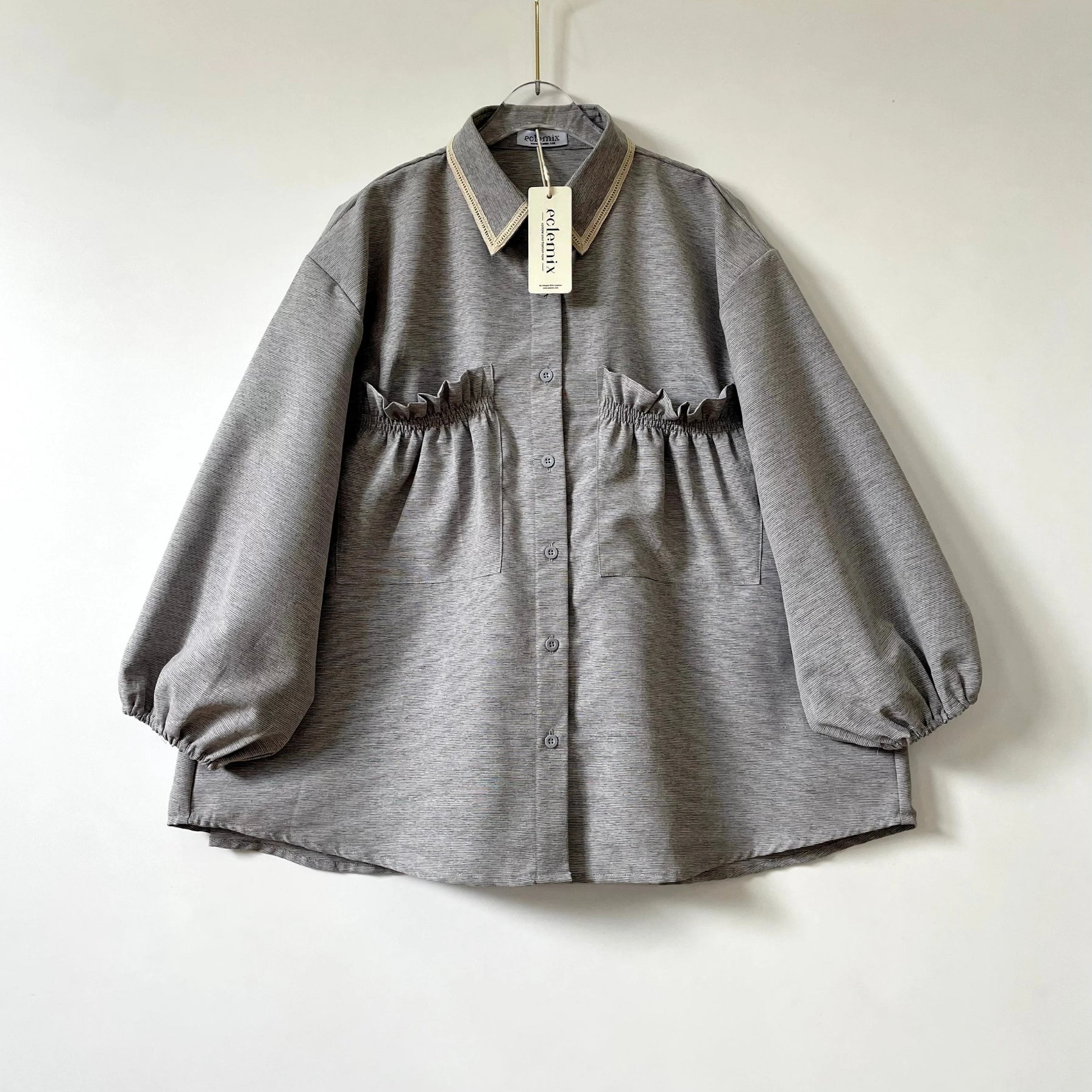 Eclemix Top Yumana | Atasan Wanita Kemeja Daily Basic Saku Loose