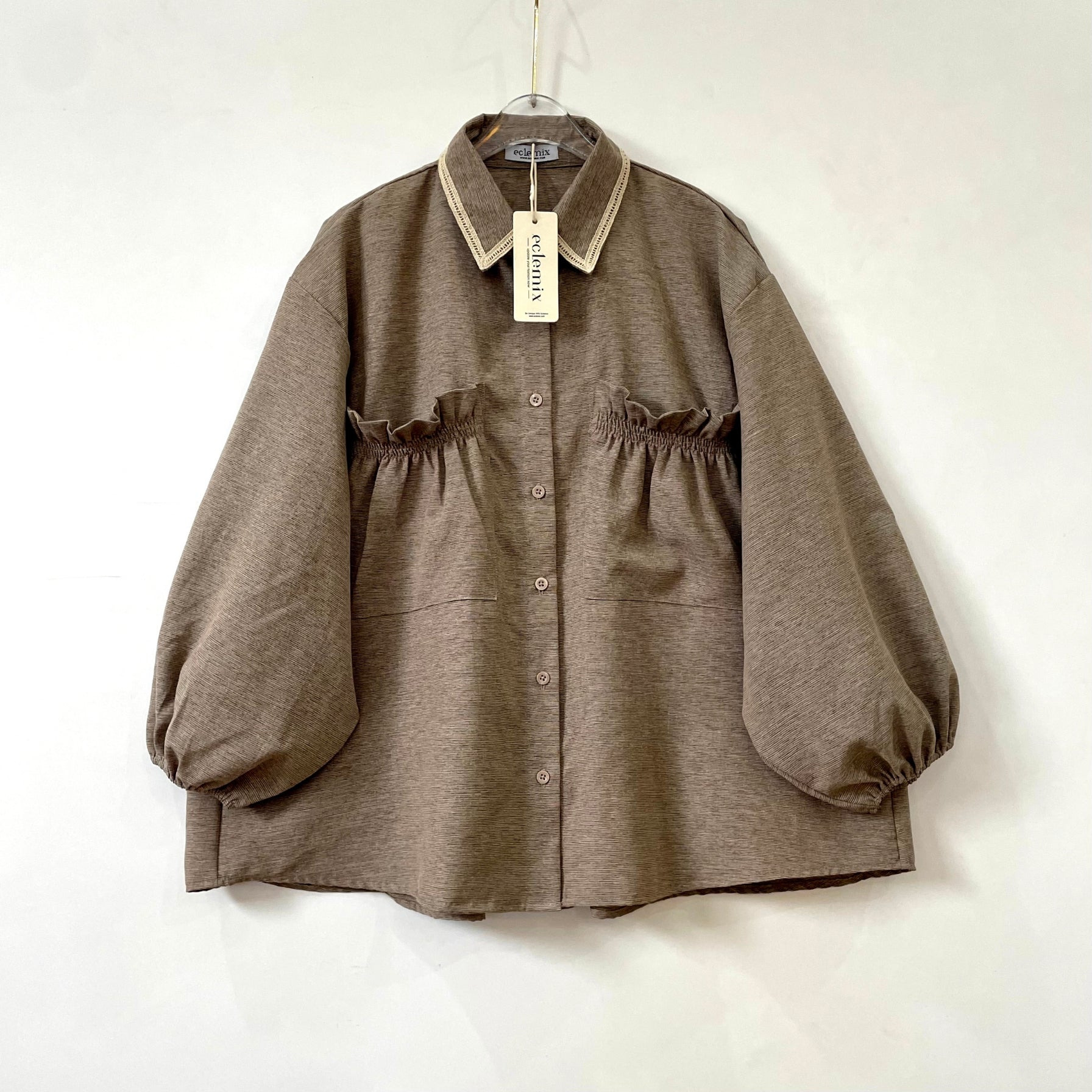 Eclemix Top Yumana | Atasan Wanita Kemeja Daily Basic Saku Loose
