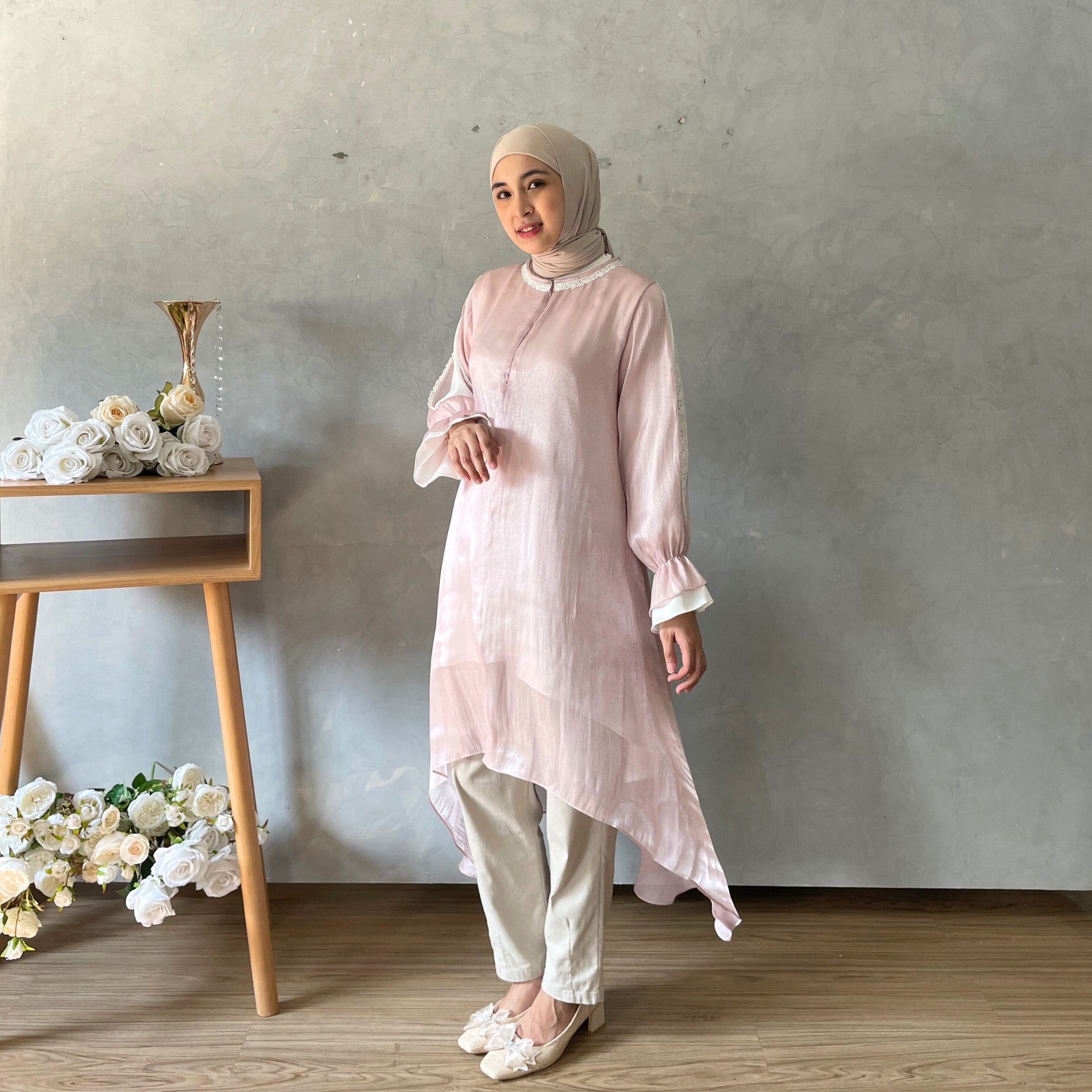 Image of Eclemix Tunic Reya | Atasan Wanita Tunic Mewah Resleting Depan | Baju Pesta Kondangan