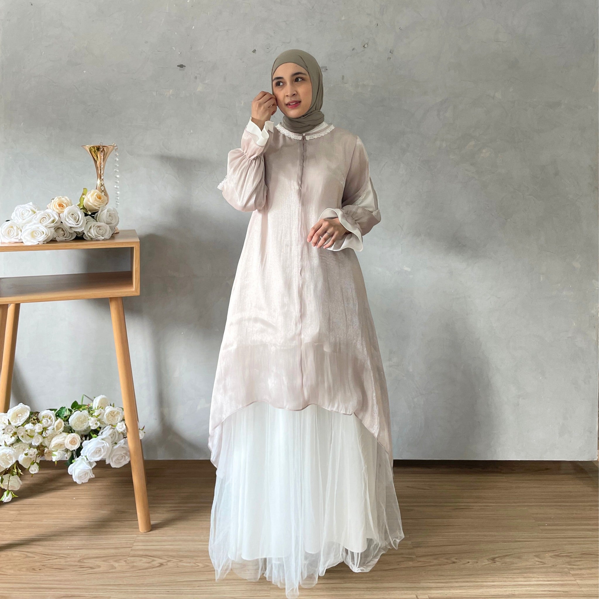 Image of Eclemix Tunic Reya | Atasan Wanita Tunic Mewah Resleting Depan | Baju Pesta Kondangan