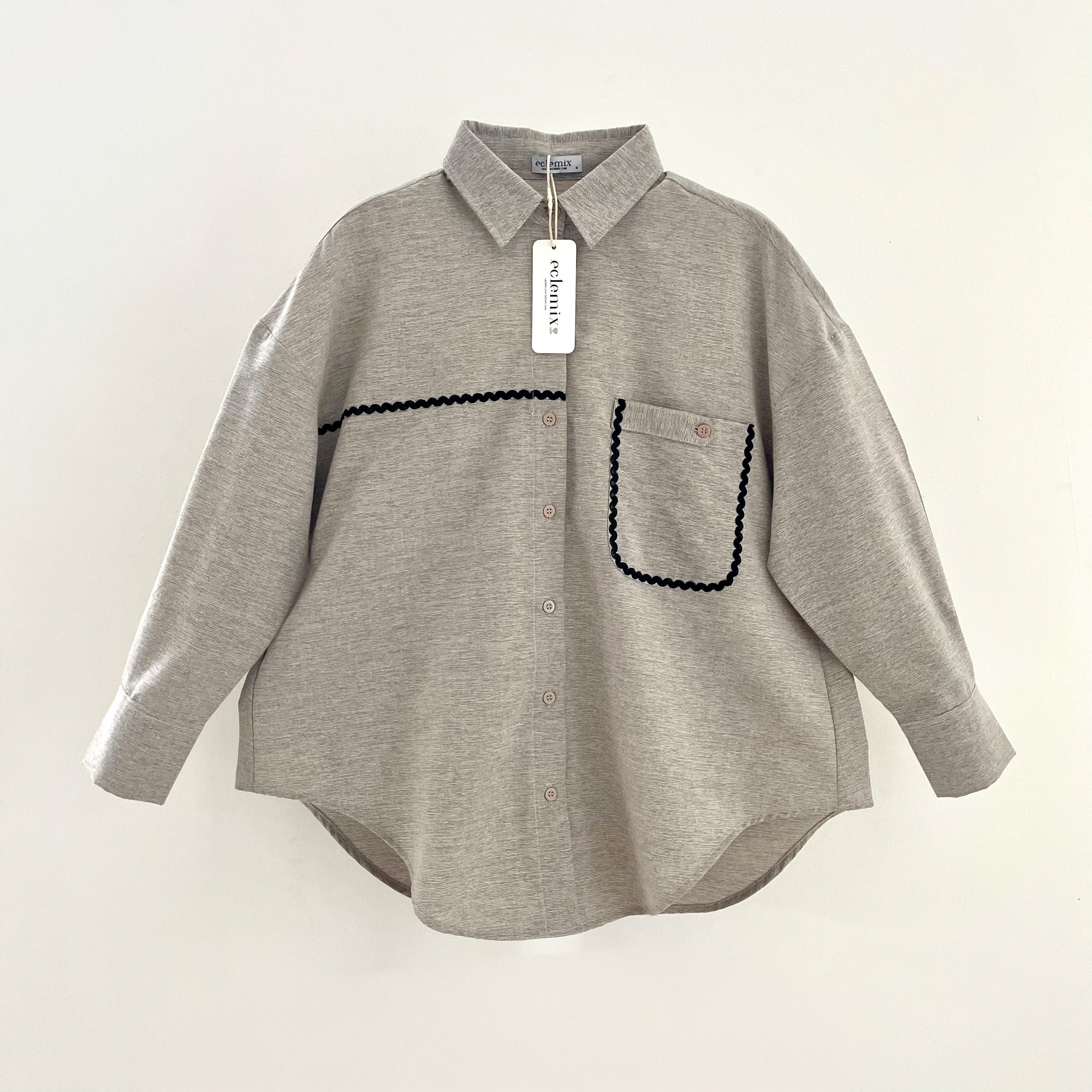 Image of Eclemix Top Heeju | Atasan Wanita Kemeja Printing Kancing Depan Lengan Panjang | Kemeja Kerja Printing