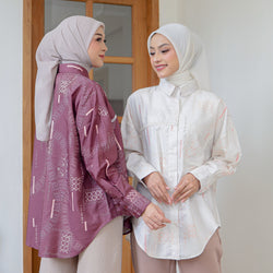 Image of Eclemix Top Heeju | Atasan Wanita Kemeja Printing Kancing Depan Lengan Panjang | Kemeja Kerja Printing