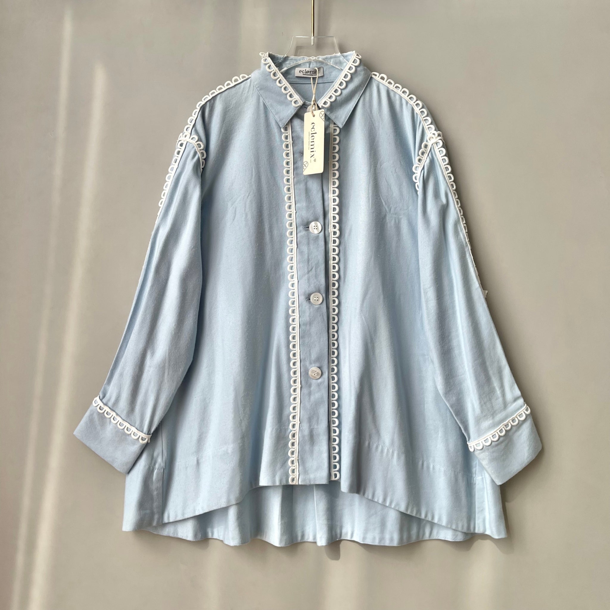 Eclemix Top Sima |Atasan Wanita Kemeja Stripes Daily Loose