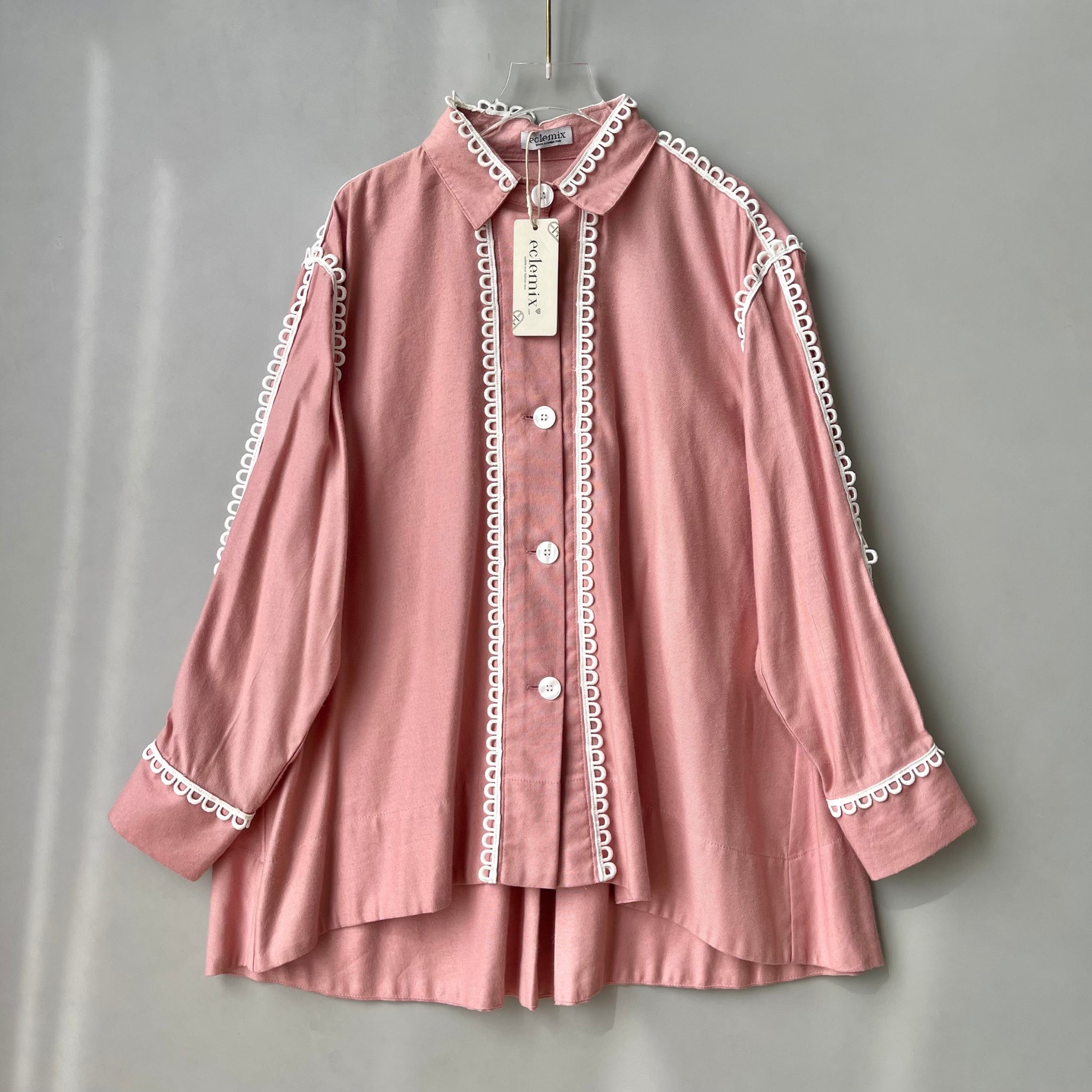 Eclemix Top Sima |Atasan Wanita Kemeja Stripes Daily Loose