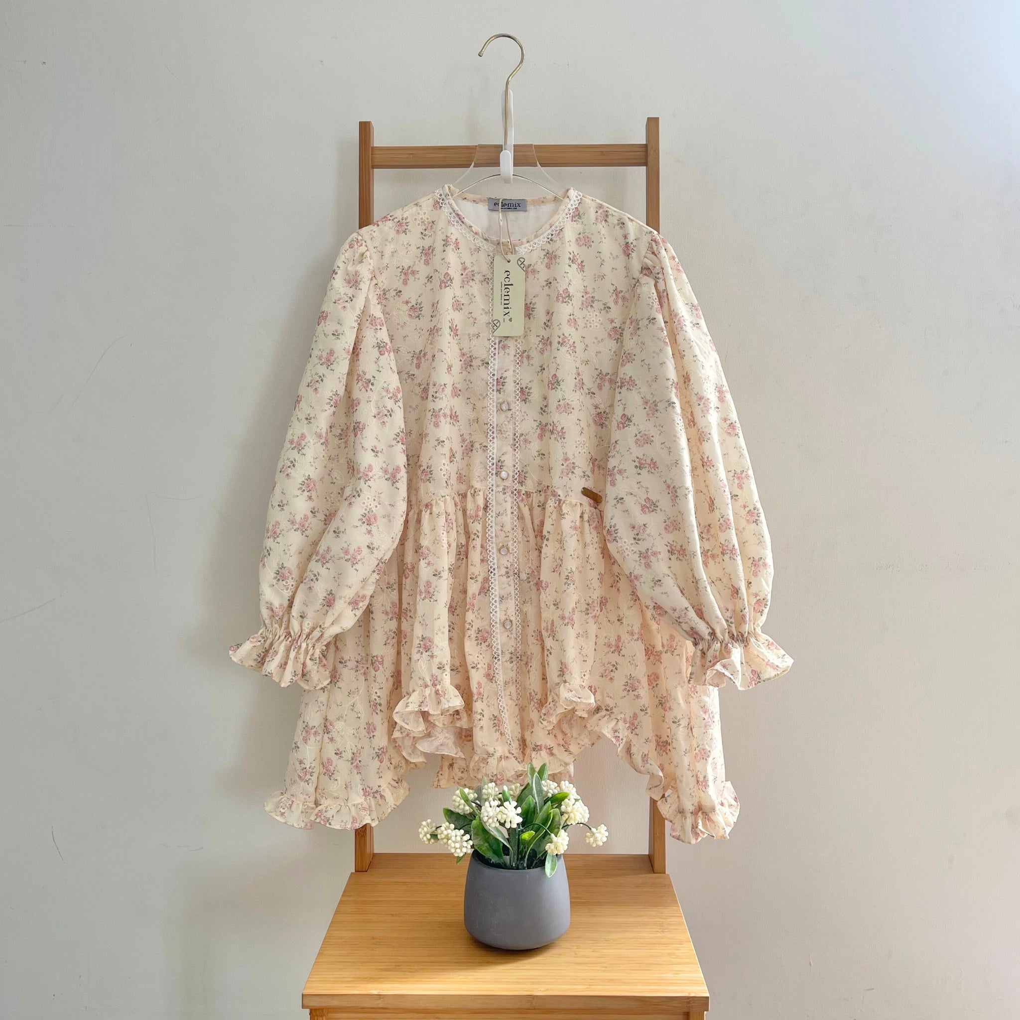 Eclemix Top Hyona | Atasan Wanita Blouse Ruffle Lengan Balon