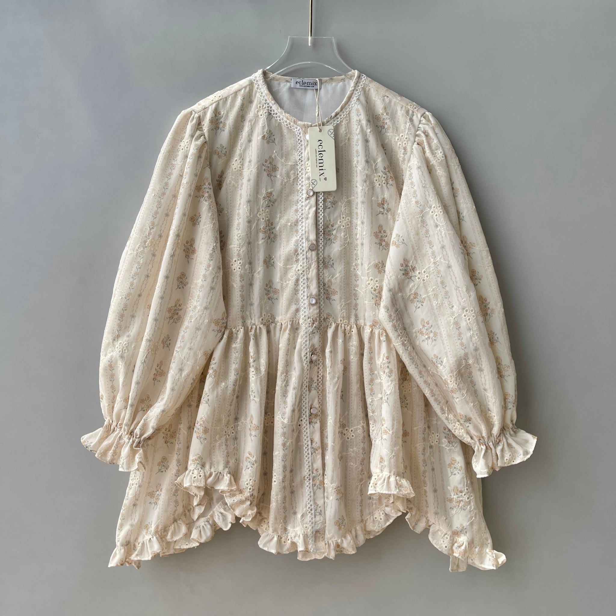 Eclemix Top Hyona | Atasan Wanita Blouse Ruffle Lengan Balon