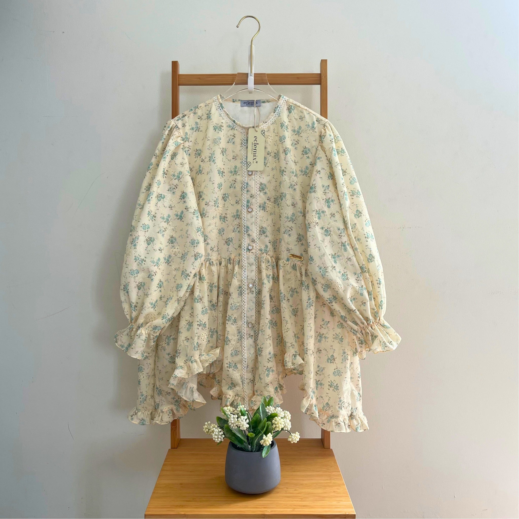 Eclemix Top Hyona | Atasan Wanita Blouse Ruffle Lengan Balon