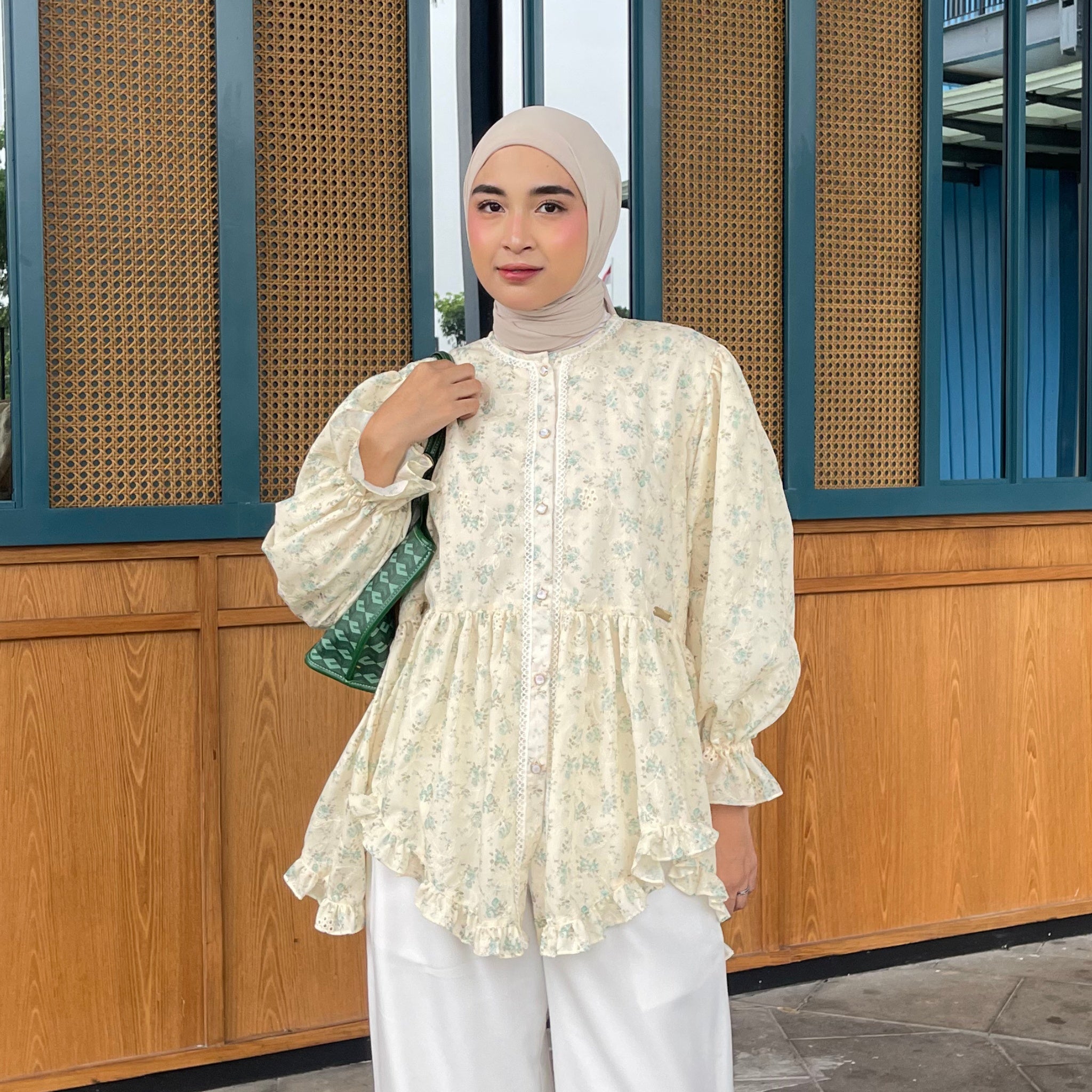 Eclemix Top Hyona | Atasan Wanita Blouse Ruffle Lengan Balon