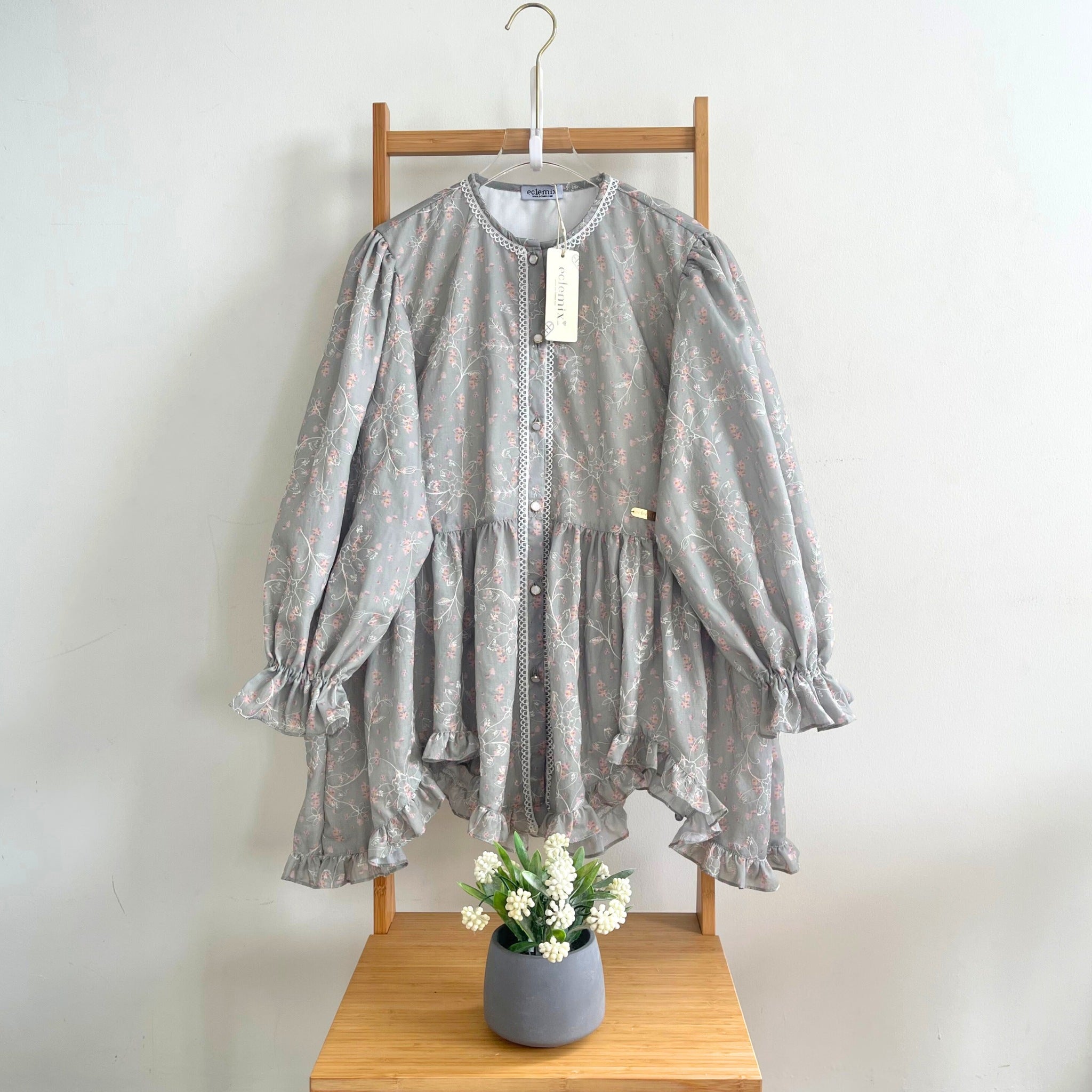 Image of Eclemix Top Hyona | Atasan Wanita Blouse Ruffle Lengan Balon