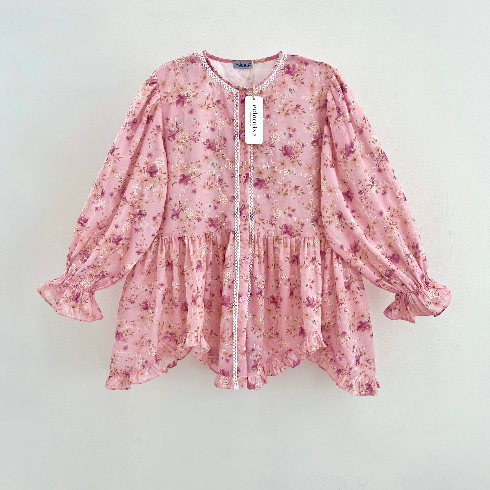 Image of Eclemix Top Hyona | Atasan Wanita Blouse Ruffle Lengan Balon