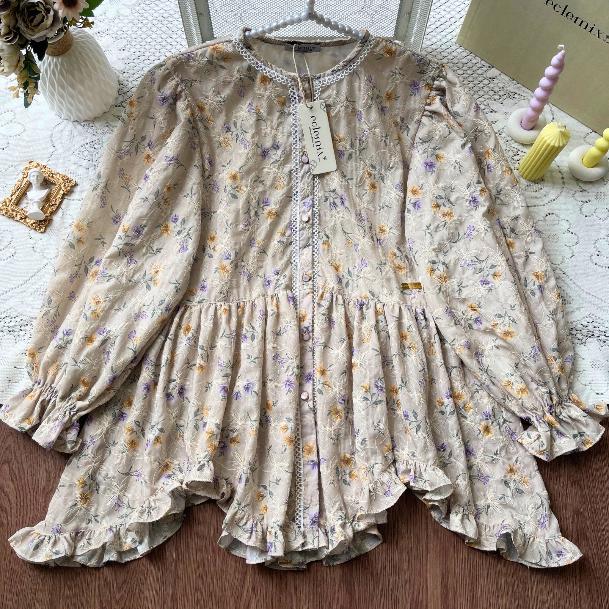 Eclemix Top Hyona | Atasan Wanita Blouse Ruffle Lengan Balon