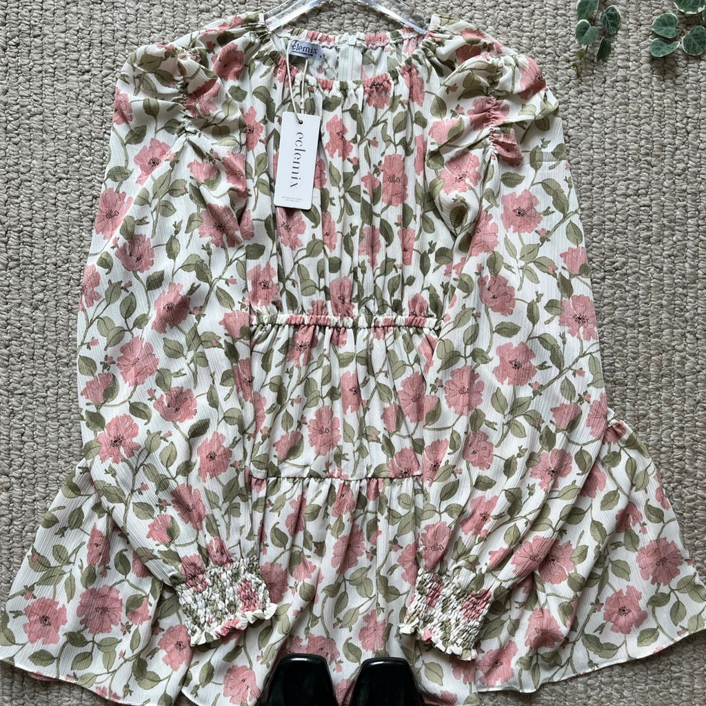 Eclemix Top Euna | Baju Wanita Vintage Motif Bunga