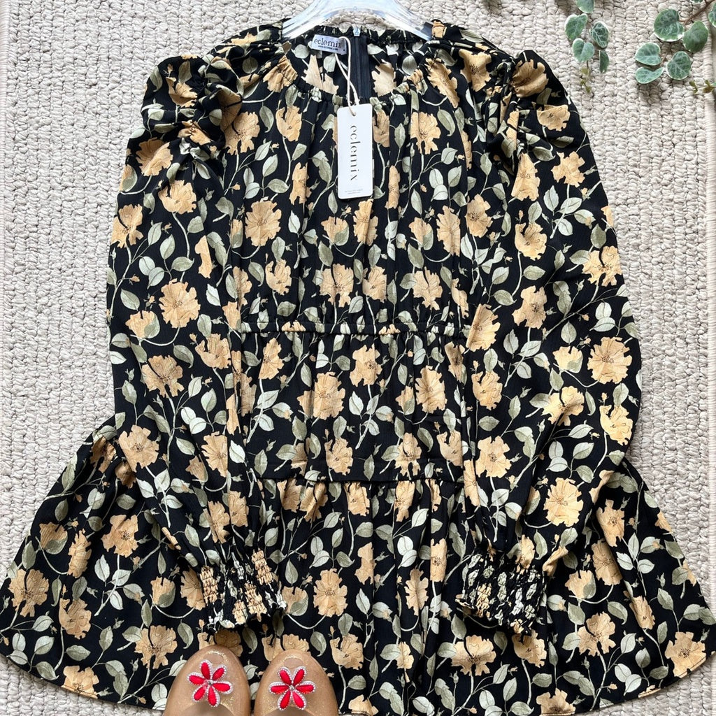 Eclemix Top Euna | Baju Wanita Vintage Motif Bunga
