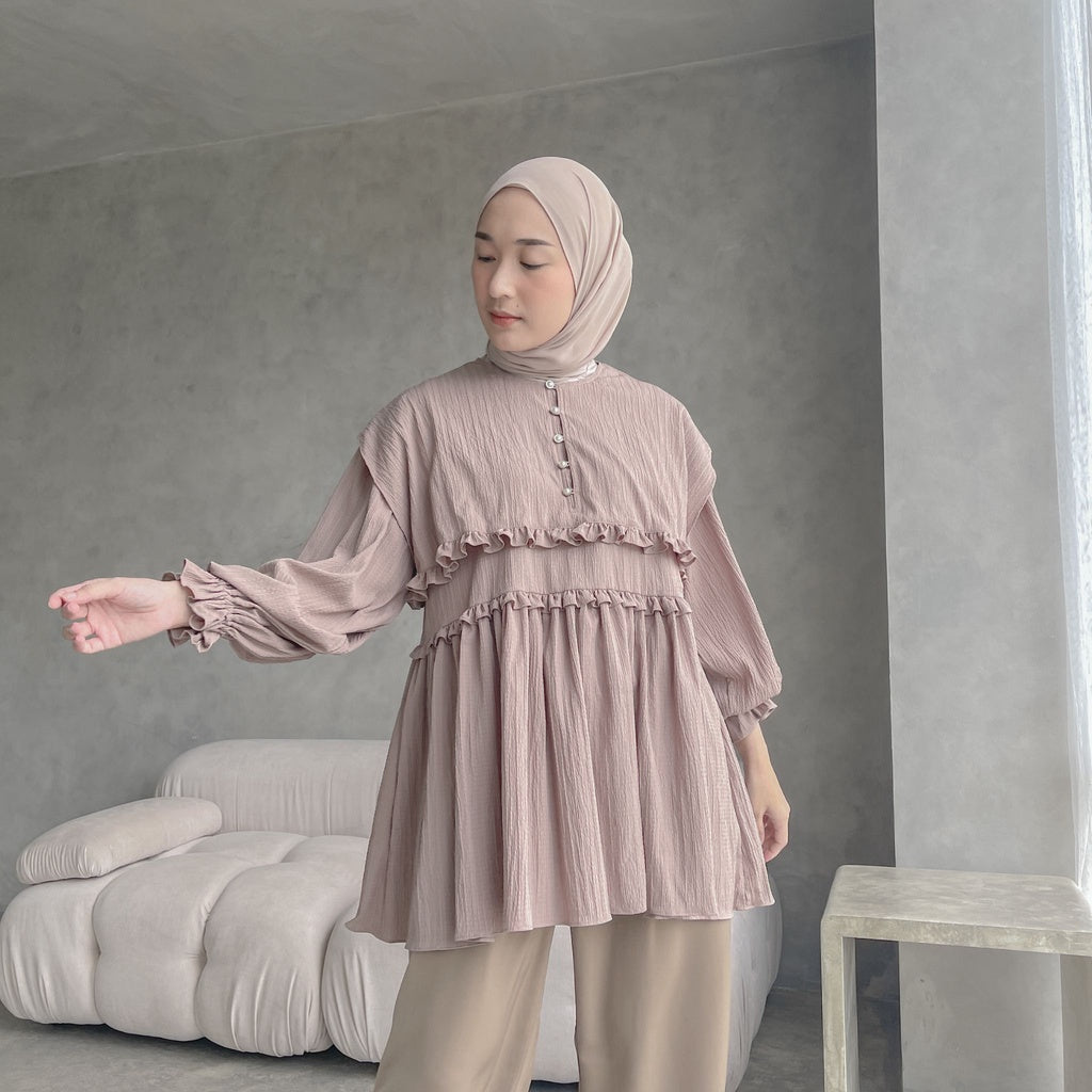 Eclemix Top Rura | Atasan Wanita Blouse Layer Lengan Balon